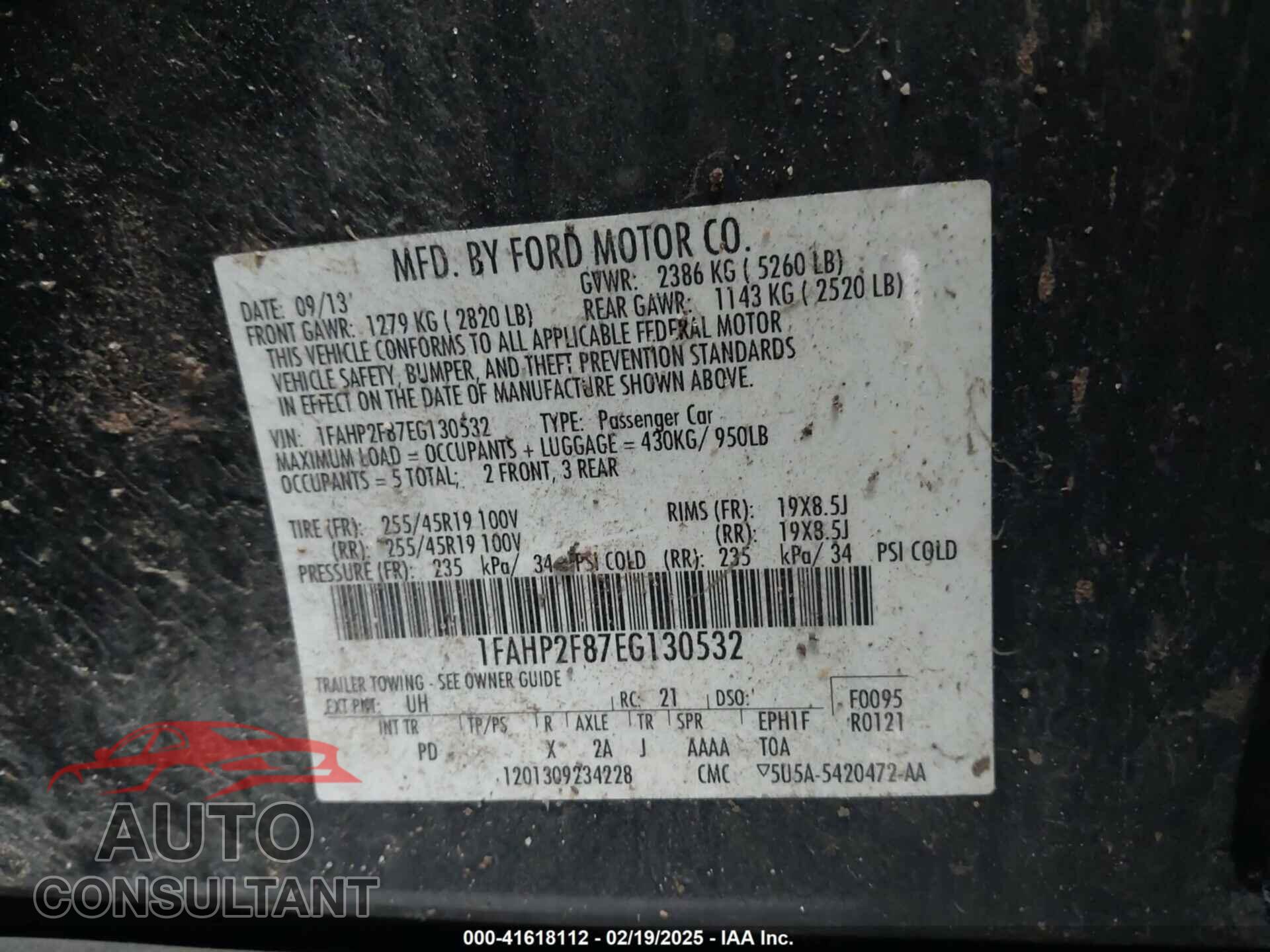 FORD TAURUS 2014 - 1FAHP2F87EG130532