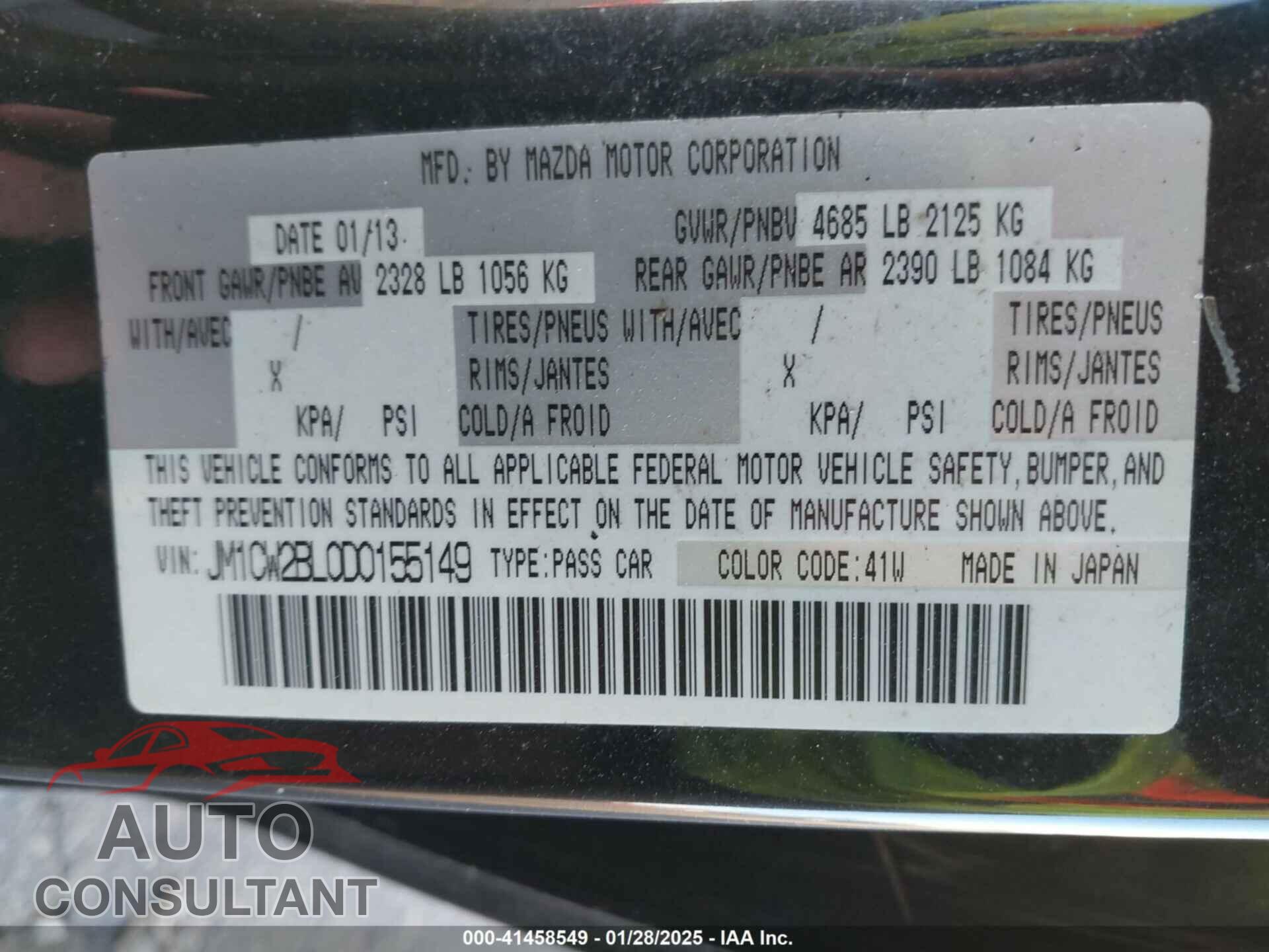 MAZDA MAZDA5 2013 - JM1CW2BL0D0155149