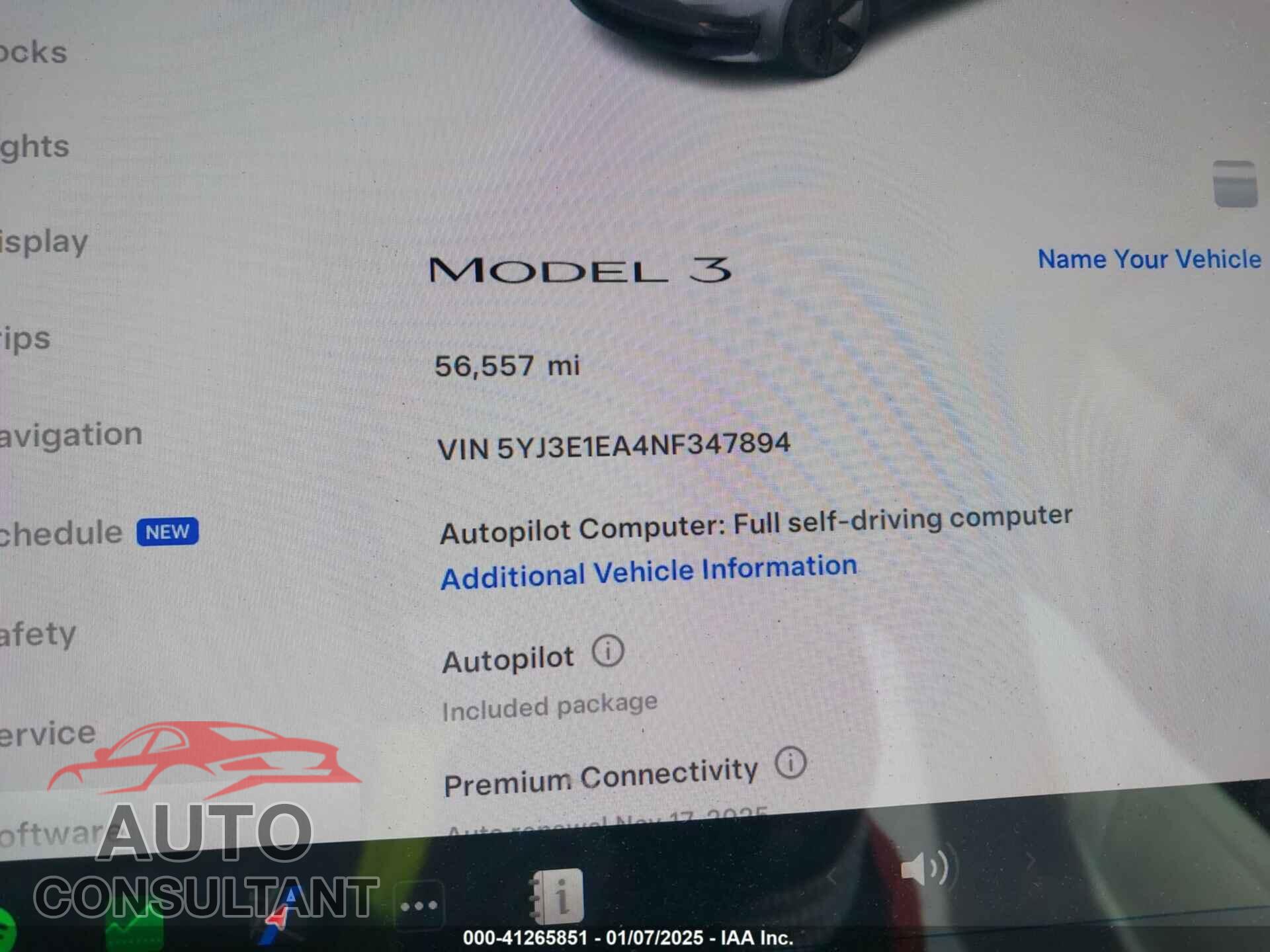 TESLA MODEL 3 2022 - 5YJ3E1EA4NF347894
