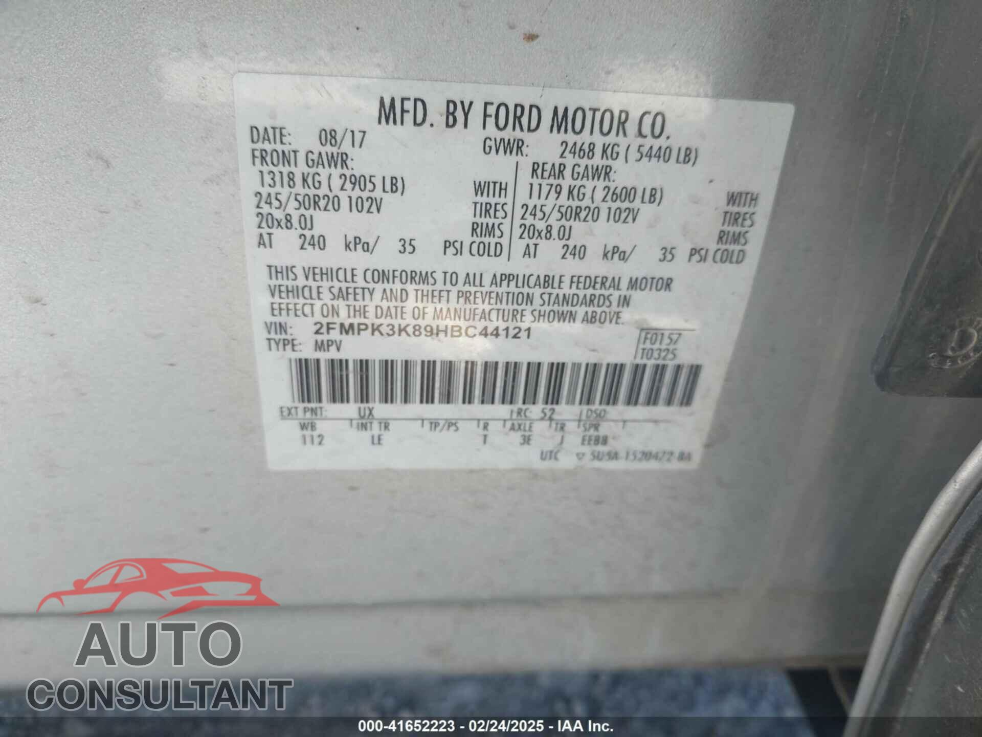 FORD EDGE 2017 - 2FMPK3K89HBC44121
