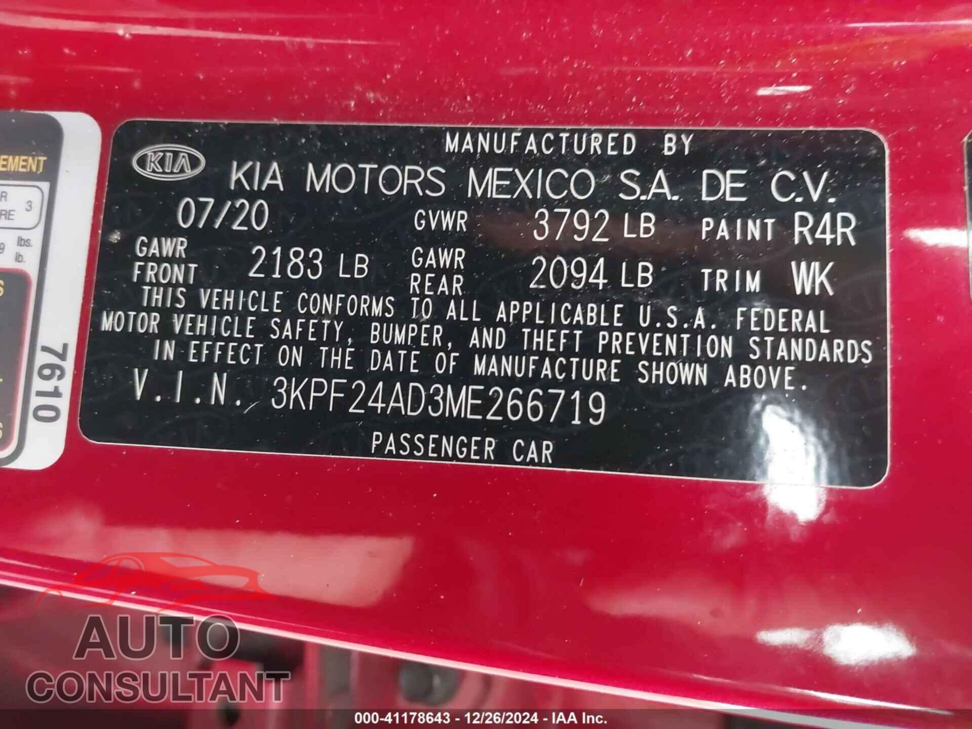 KIA FORTE 2021 - 3KPF24AD3ME266719