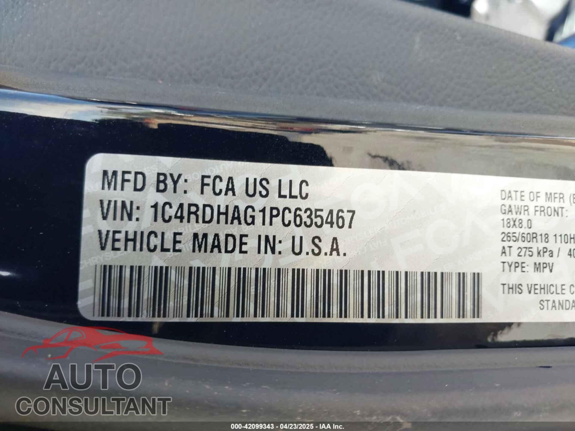 DODGE DURANGO 2023 - 1C4RDHAG1PC635467