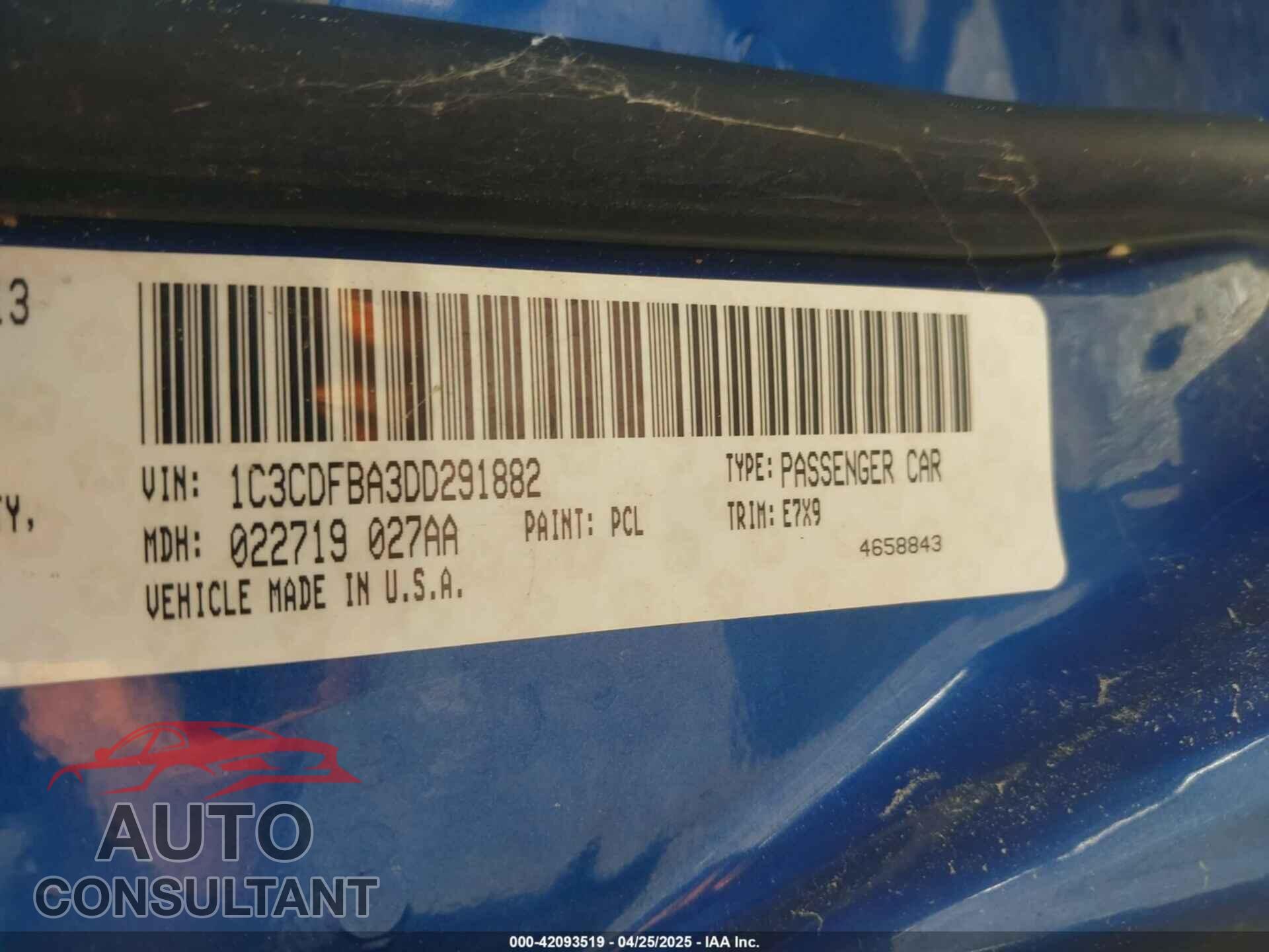 DODGE DART 2013 - 1C3CDFBA3DD291882