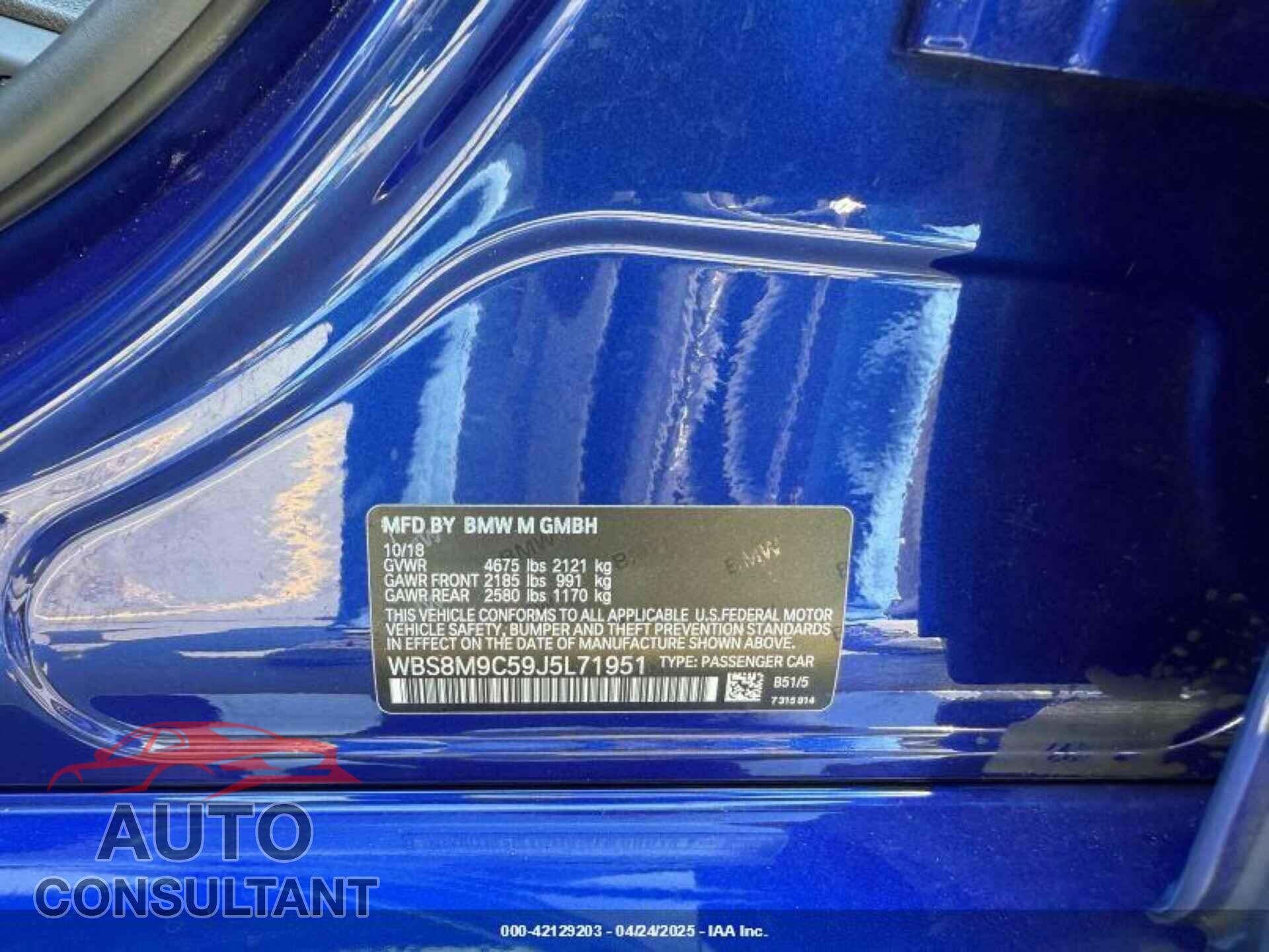 BMW M3 2018 - WBS8M9C59J5L71951