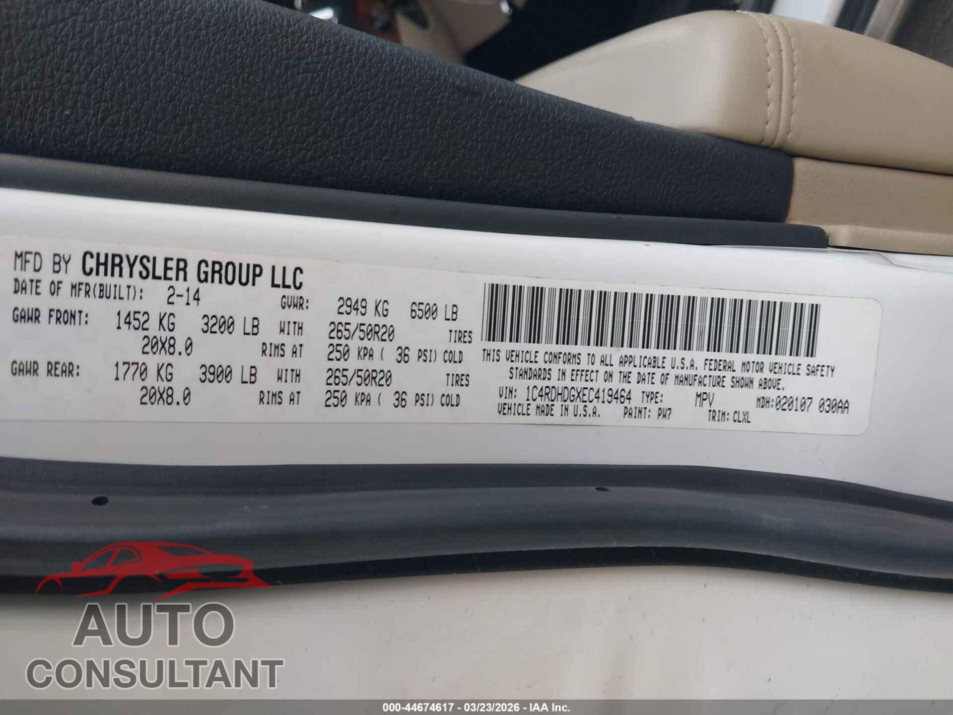 DODGE DURANGO 2014 - 1C4RDHDGXEC419464