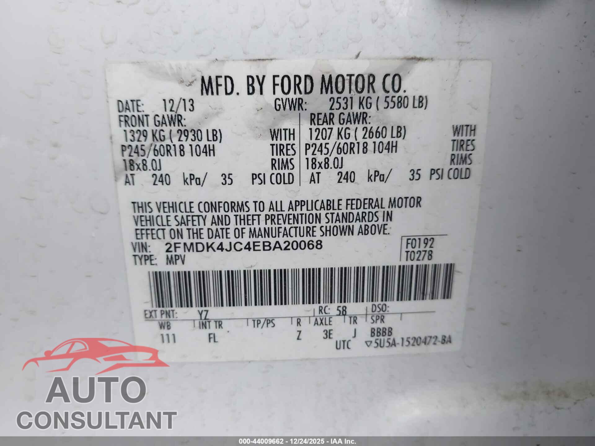 FORD EDGE 2014 - 2FMDK4JC4EBA20068