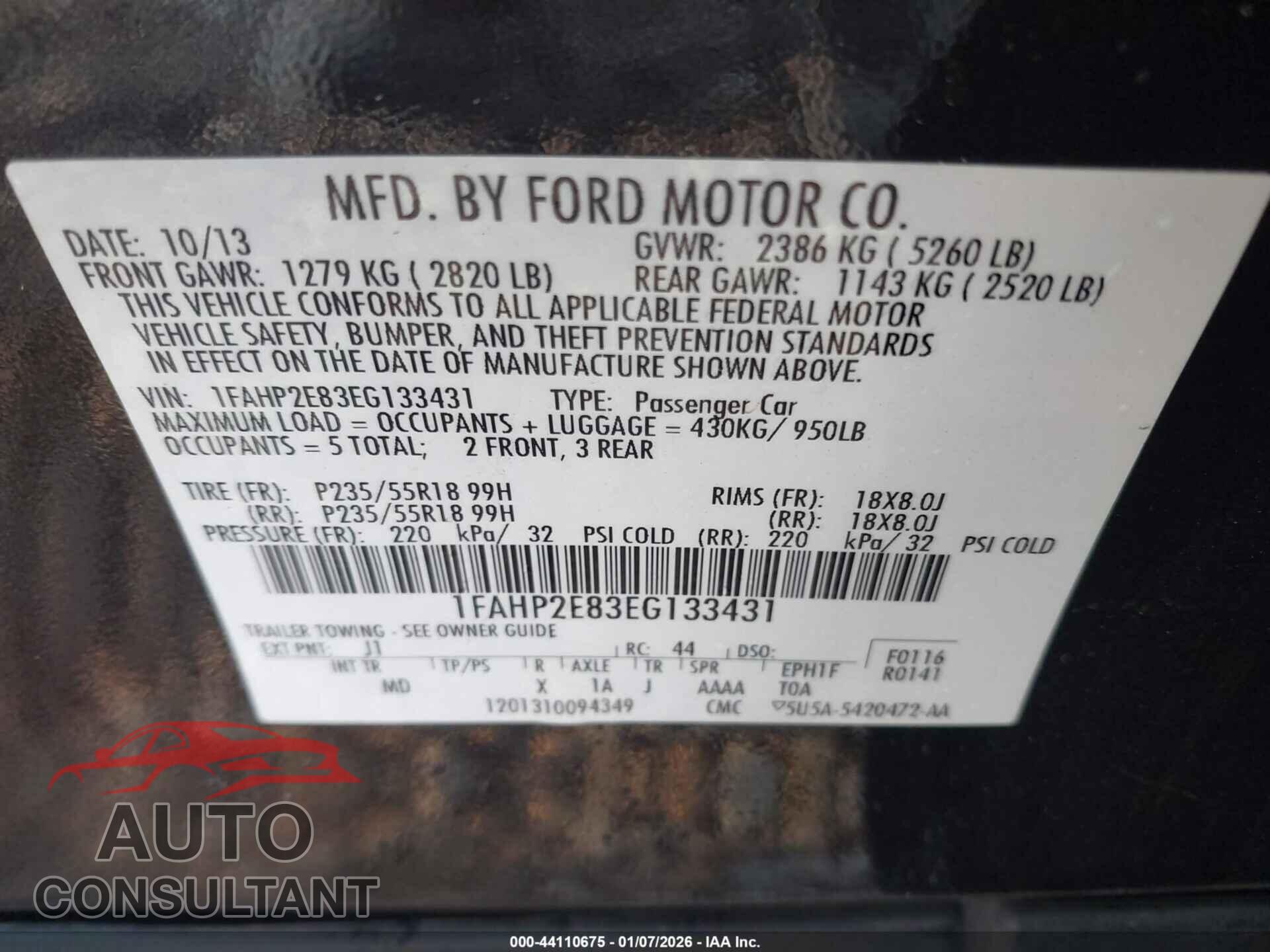FORD TAURUS 2014 - 1FAHP2E83EG133431