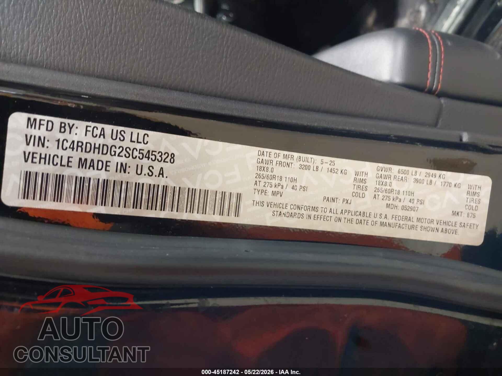 DODGE DURANGO 2025 - 1C4RDHDG2SC545328