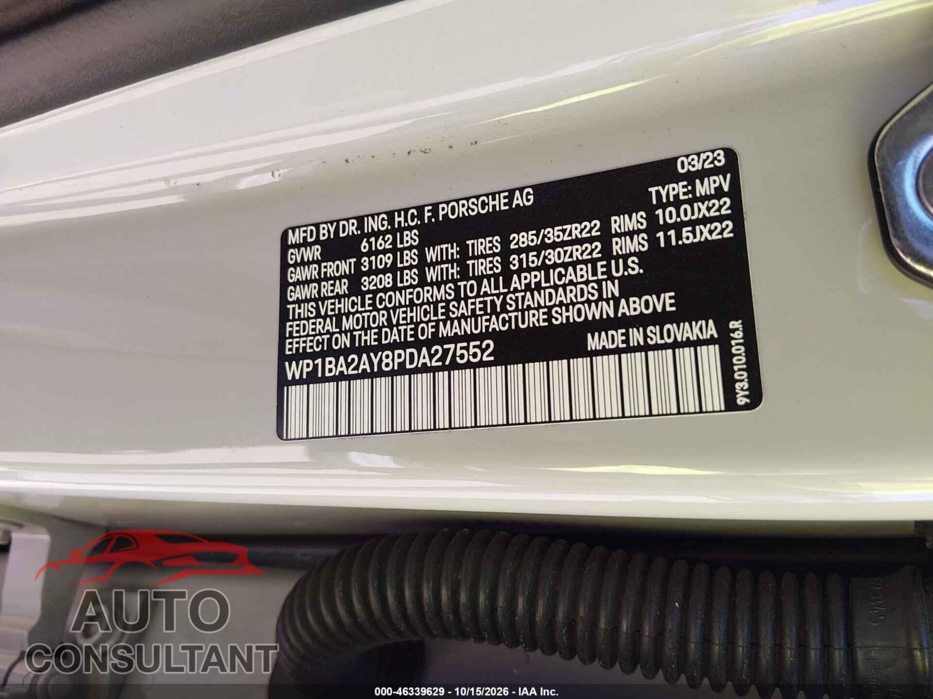 PORSCHE CAYENNE COUPE 2023 - WP1BA2AY8PDA27552