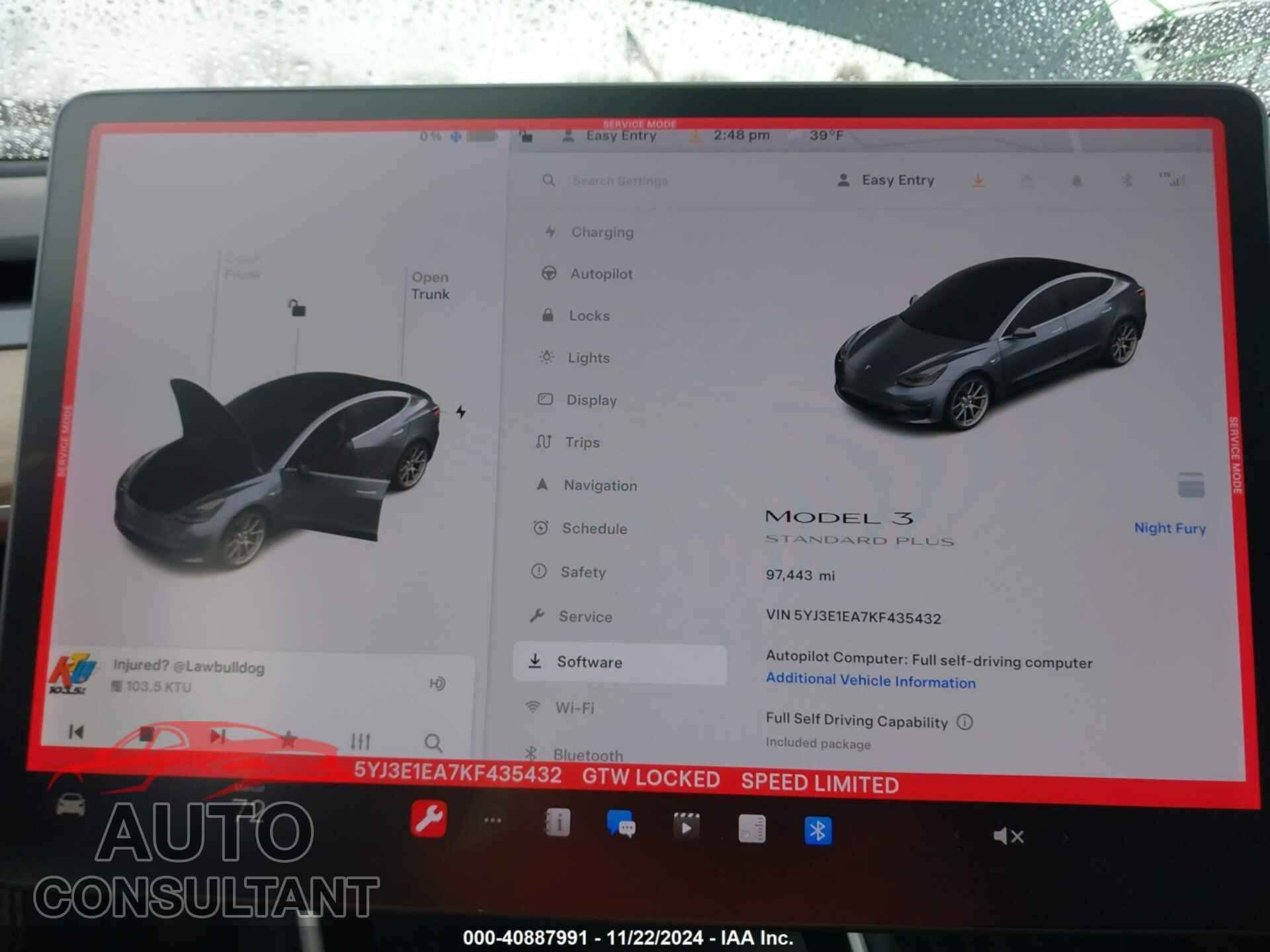 TESLA MODEL 3 2019 - 5YJ3E1EA7KF435432