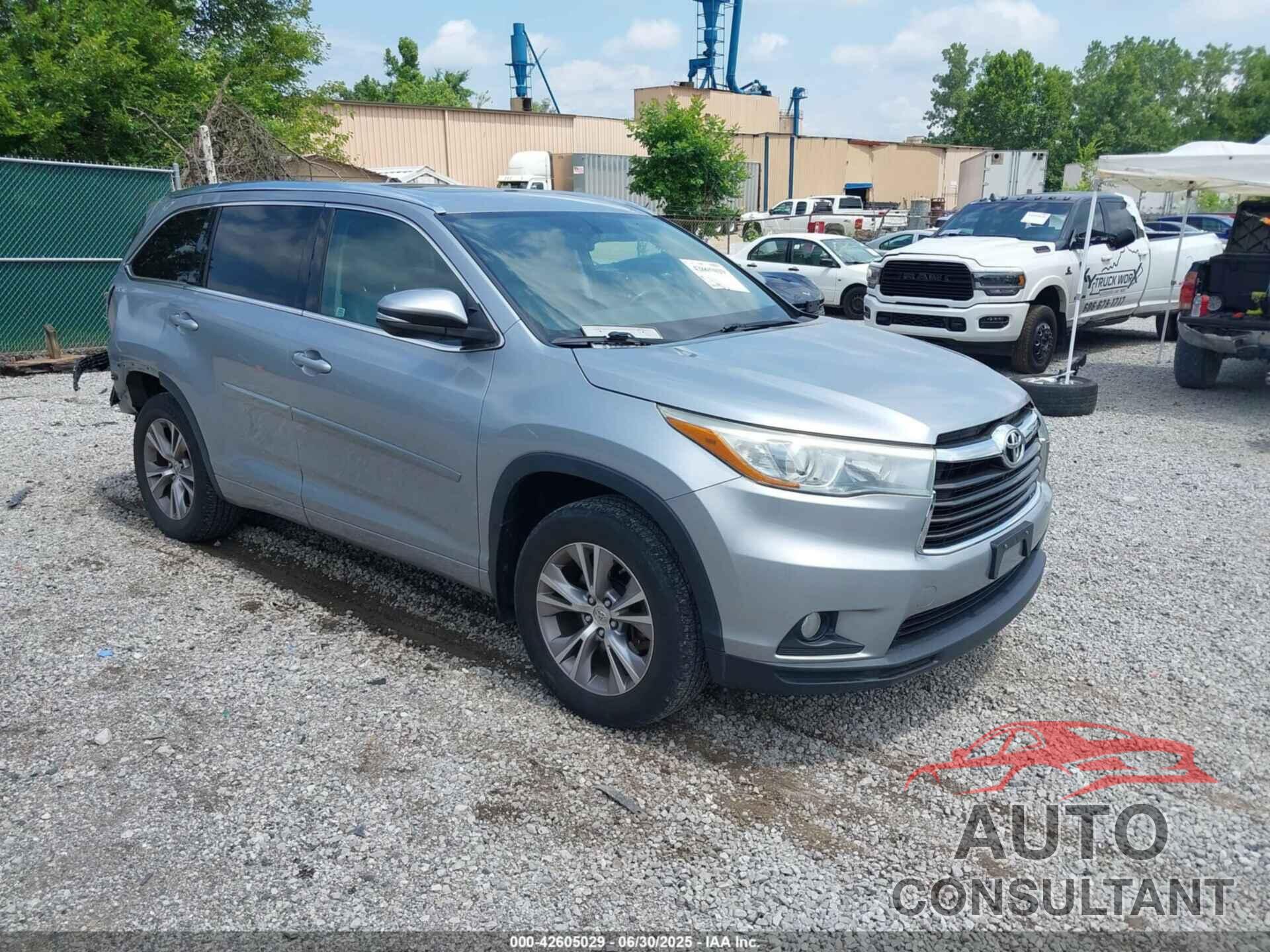 TOYOTA HIGHLANDER 2015 - 5TDJKRFH9FS150033