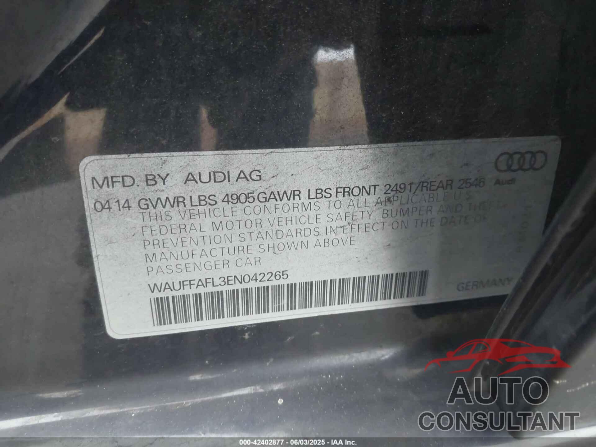 AUDI A4 2014 - WAUFFAFL3EN042265