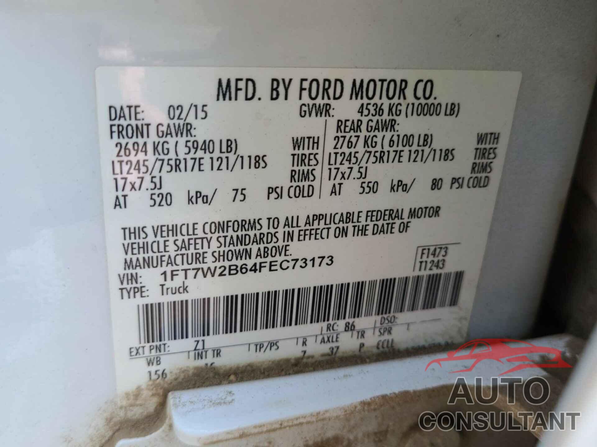 FORD F250 2015 - 1FT7W2B64FEC73173