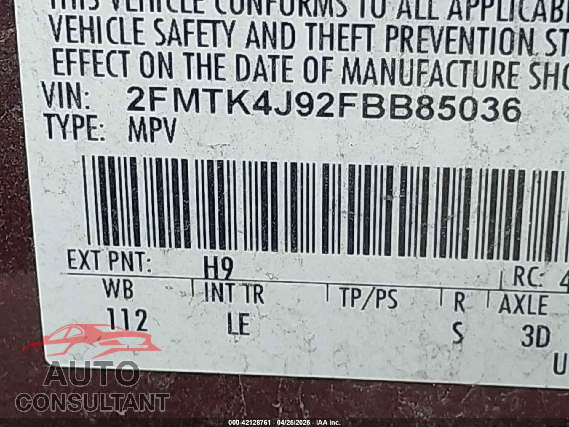 FORD EDGE 2015 - 2FMTK4J92FBB85036