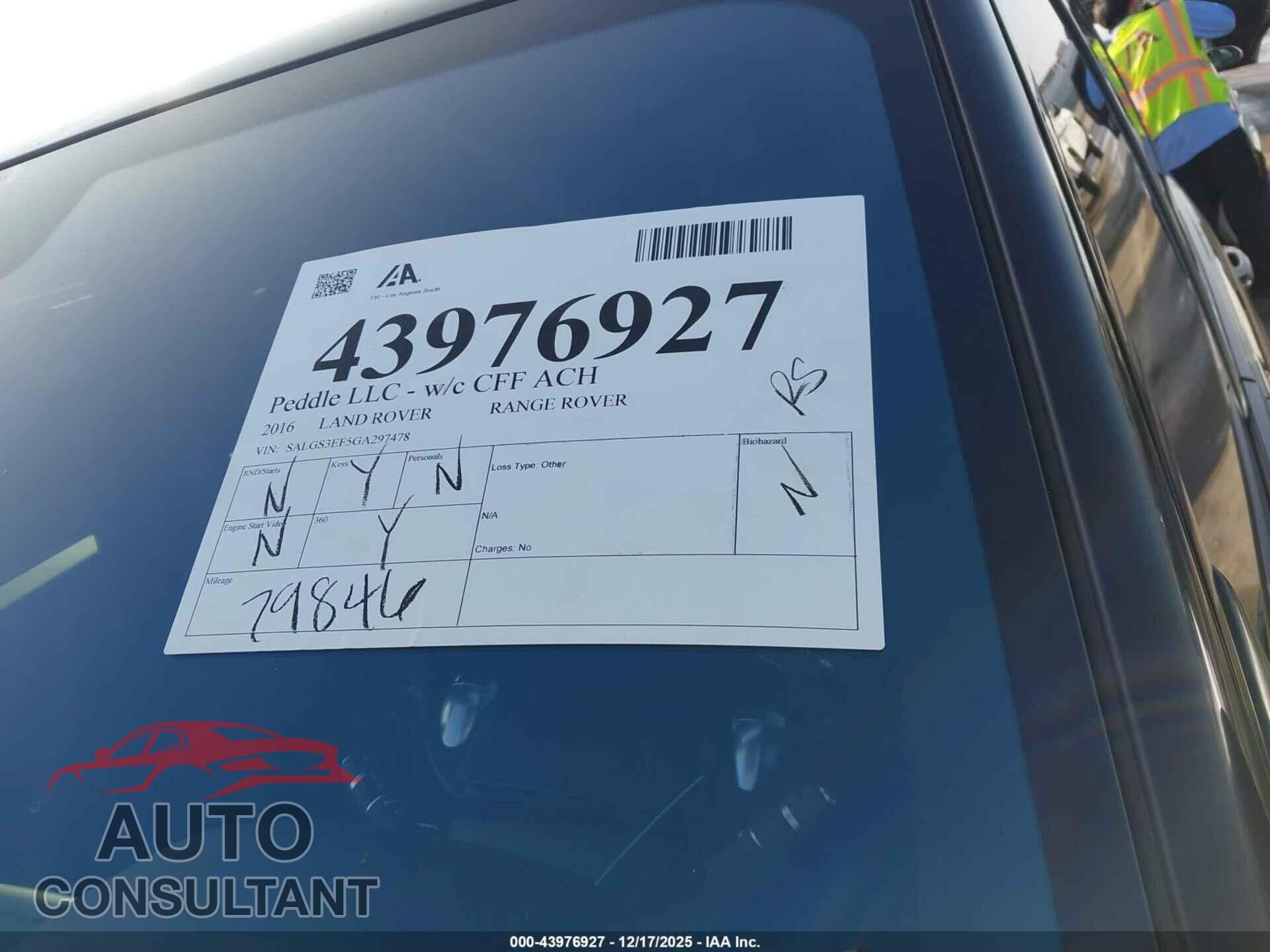 LAND ROVER RANGE ROVER 2016 - SALGS3EF5GA297478