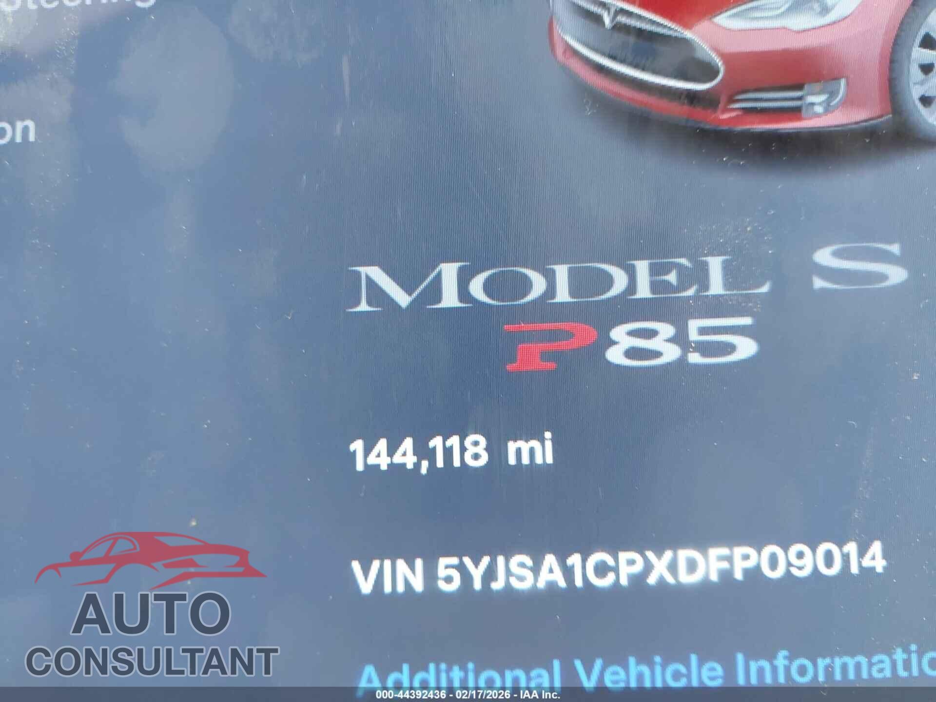 TESLA MODEL S 2013 - 5YJSA1CPXDFP09014