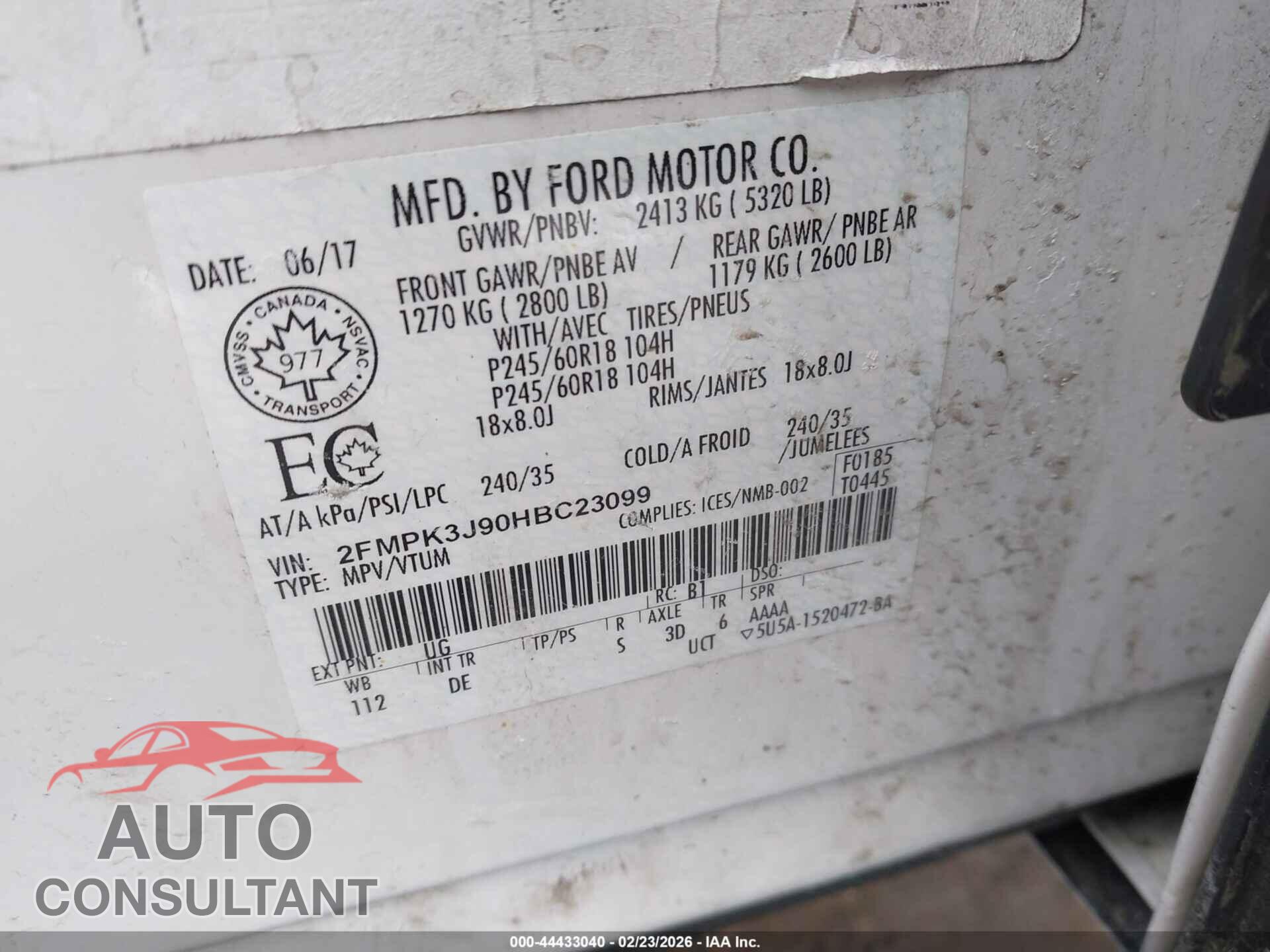 FORD EDGE 2017 - 2FMPK3J90HBC23099