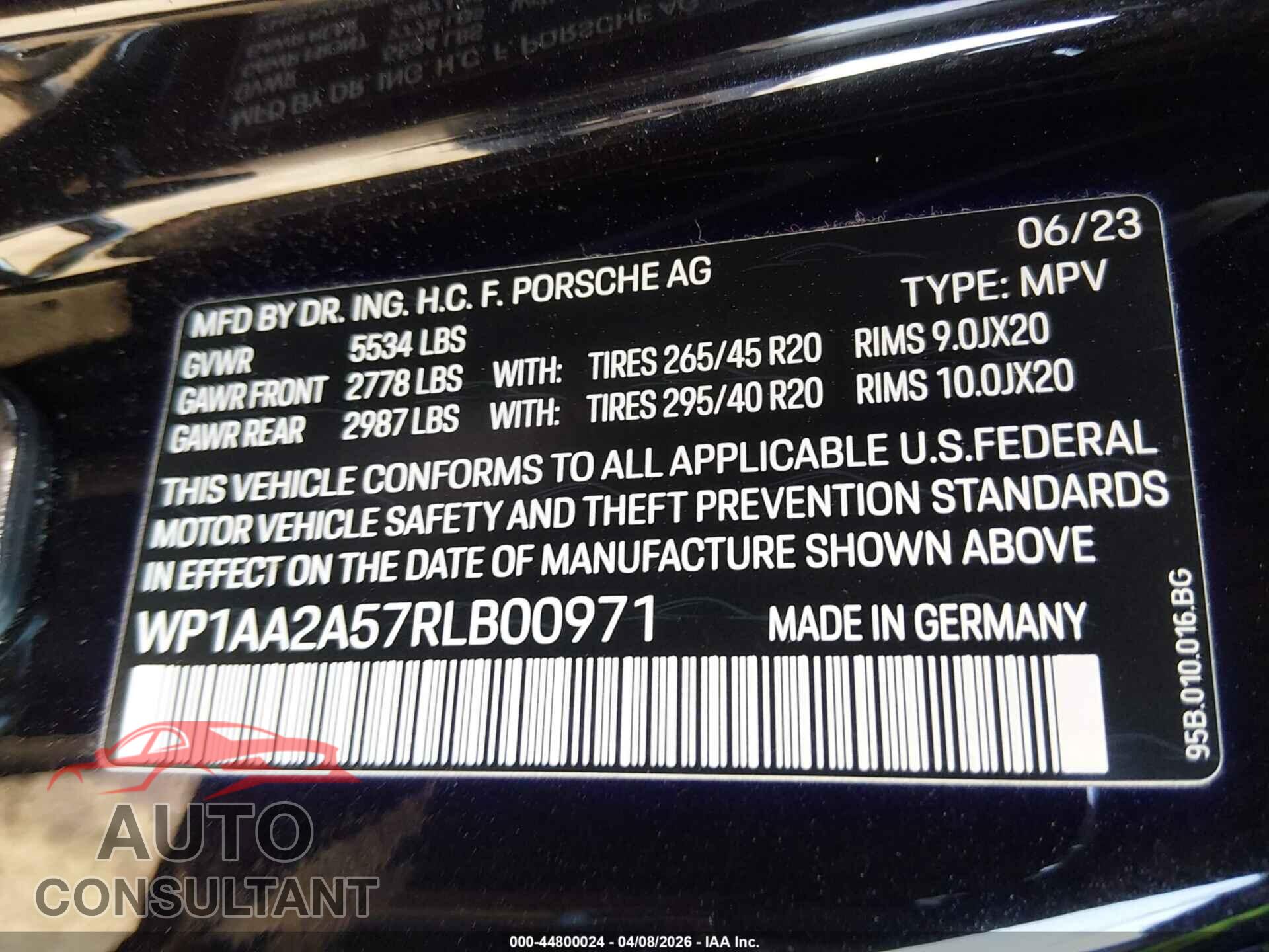 PORSCHE MACAN 2024 - WP1AA2A57RLB00971