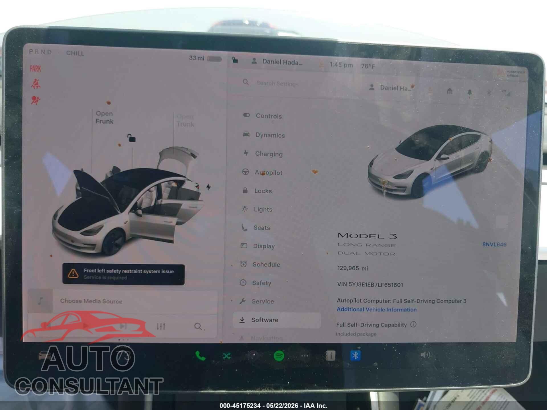 TESLA MODEL 3 2020 - 5YJ3E1EB7LF651601