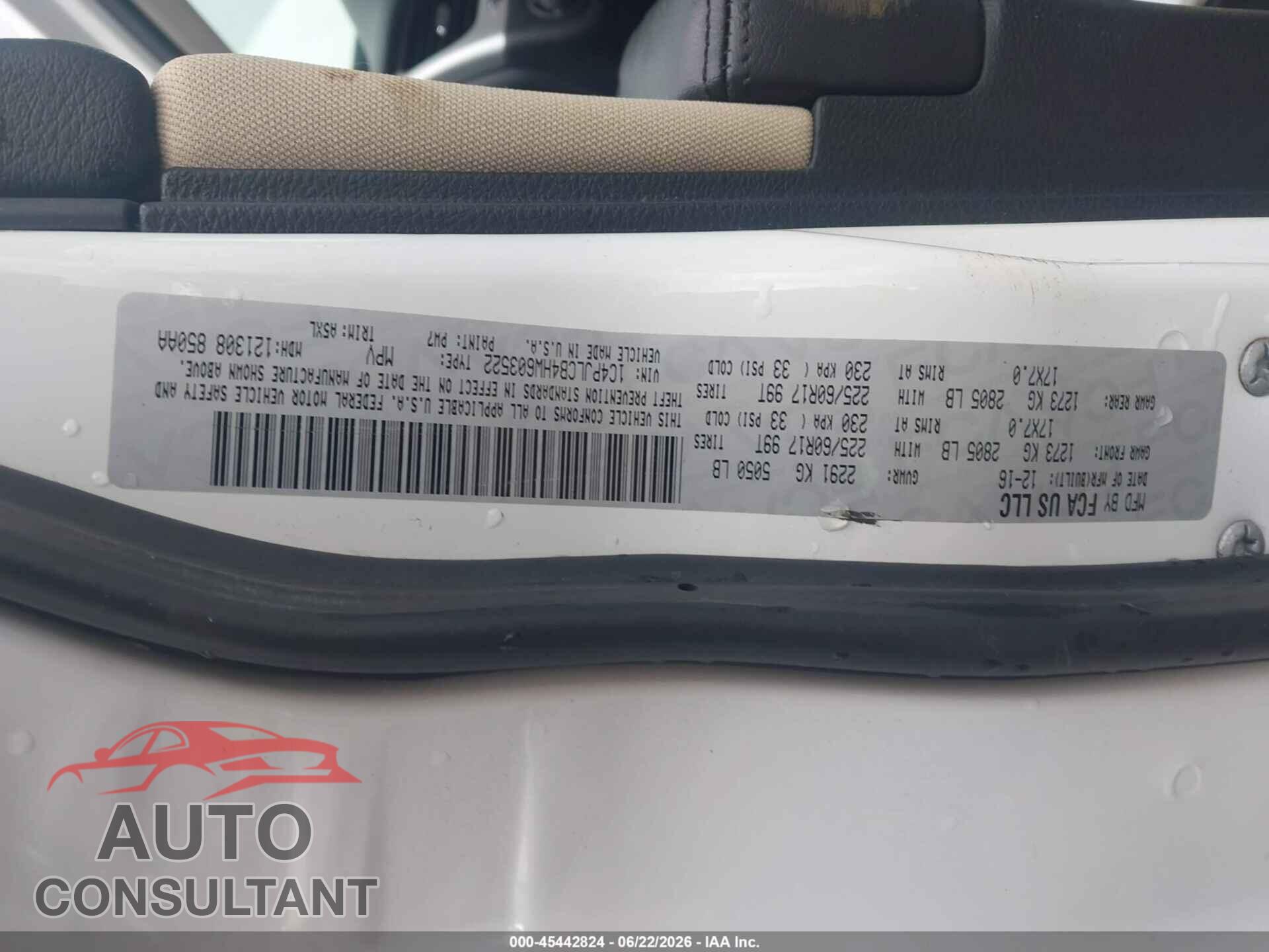 JEEP CHEROKEE 2017 - 1C4PJLCB4HW603522