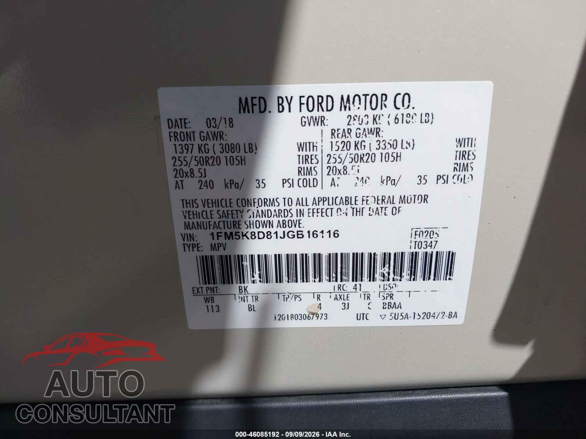 FORD EXPLORER 2018 - 1FM5K8D81JGB16116