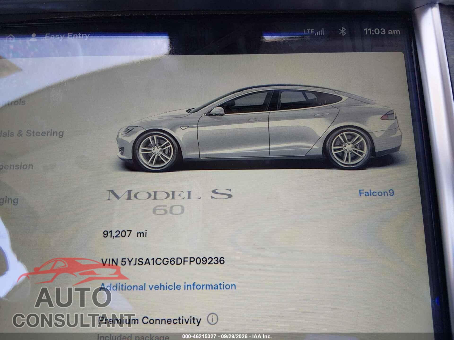TESLA MODEL S 2013 - 5YJSA1CG6DFP09236
