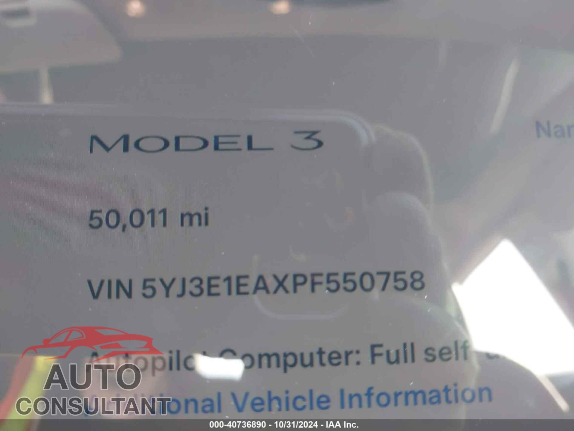 TESLA MODEL 3 2023 - 5YJ3E1EAXPF550758