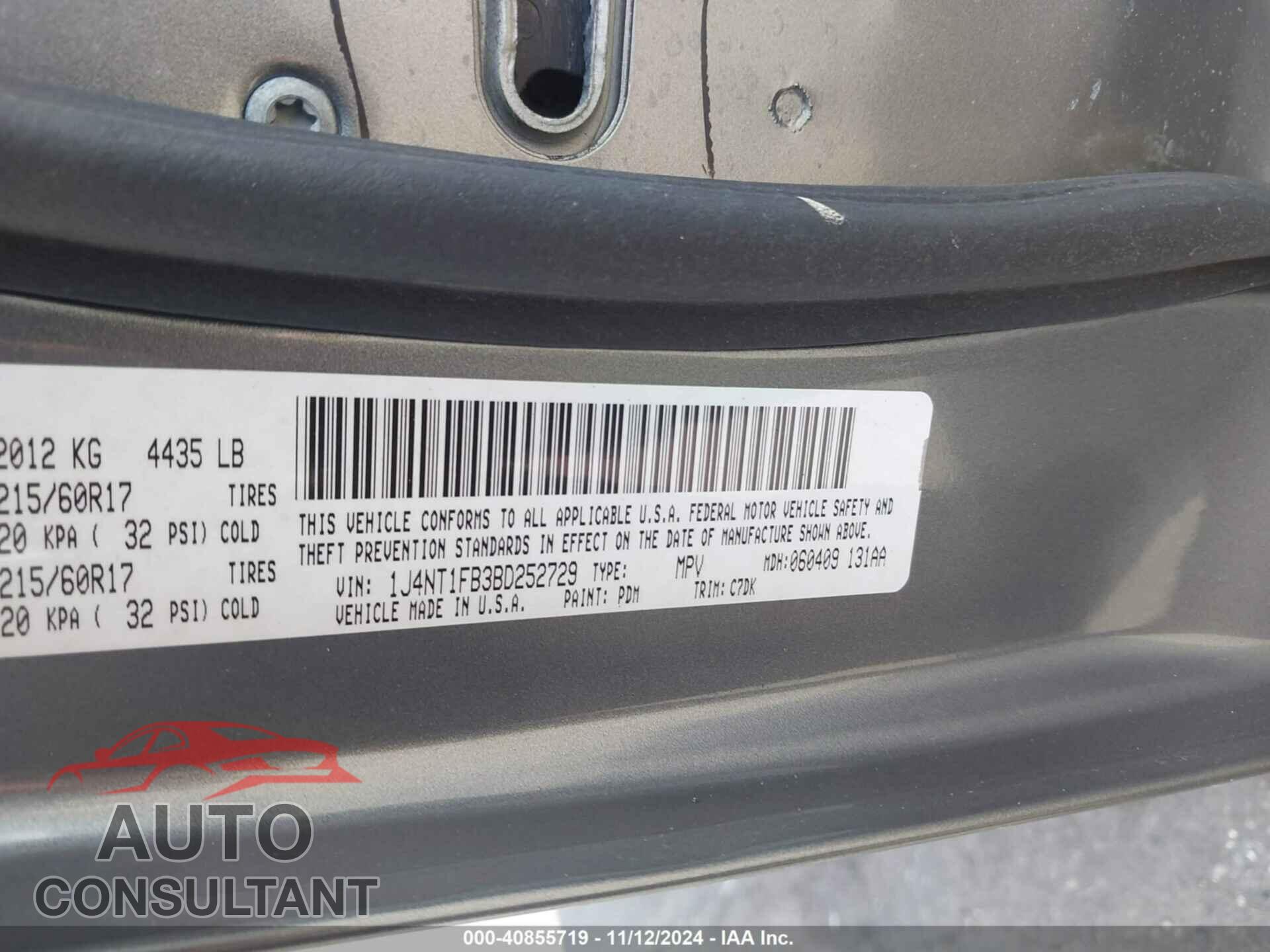 JEEP COMPASS 2011 - 1J4NT1FB3BD252729