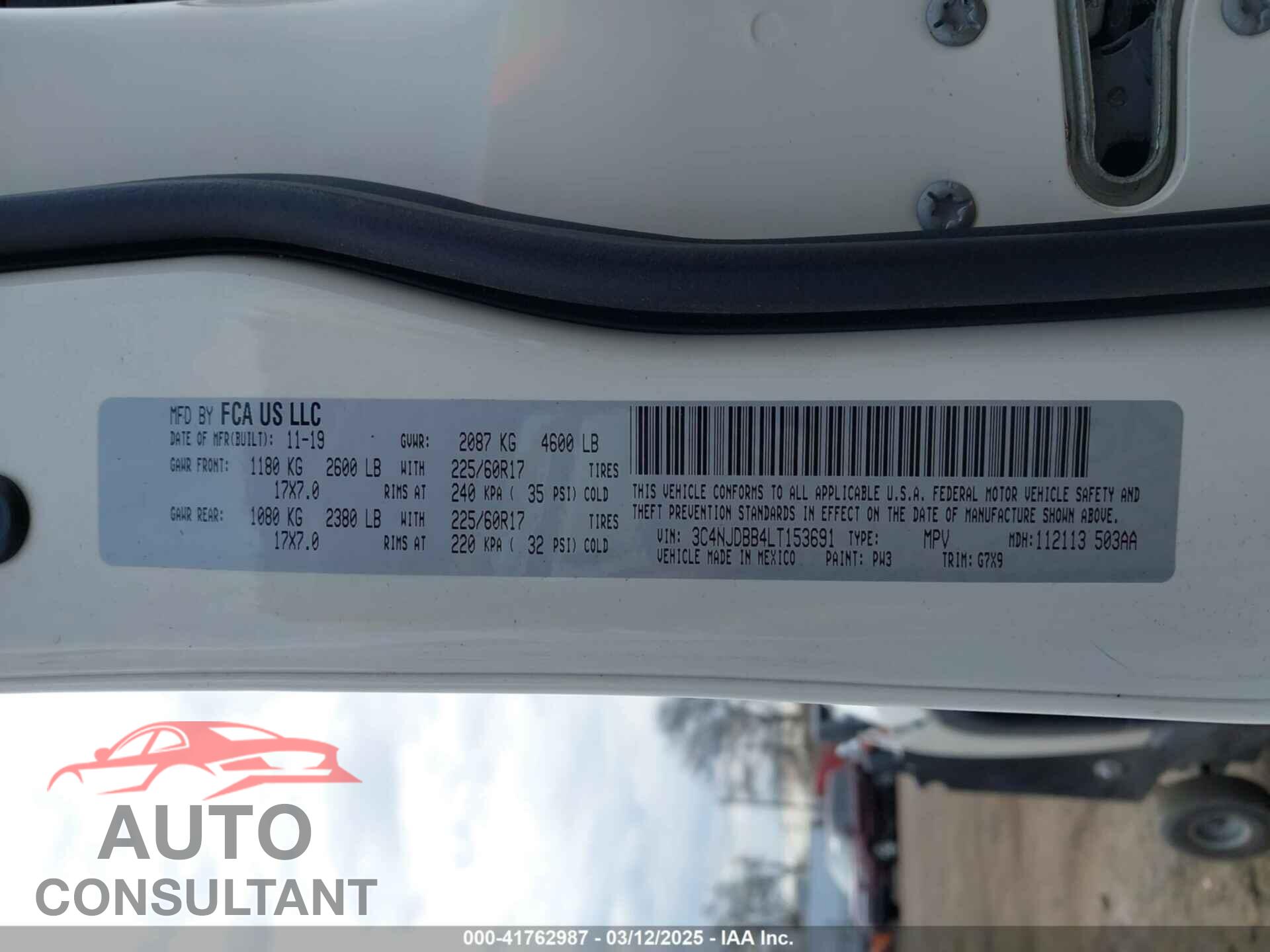 JEEP COMPASS 2020 - 3C4NJDBB4LT153691