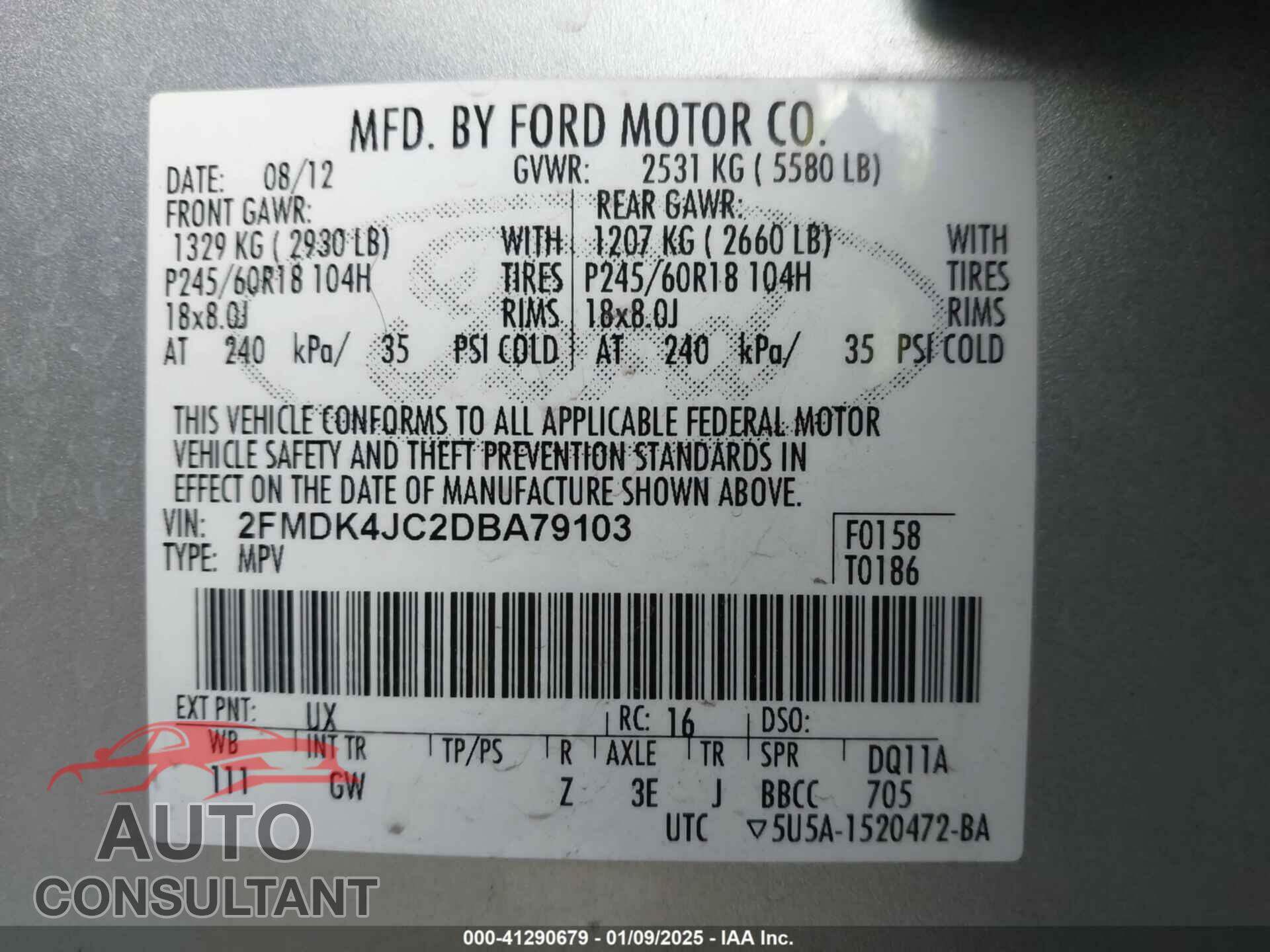 FORD EDGE 2013 - 2FMDK4JC2DBA79103