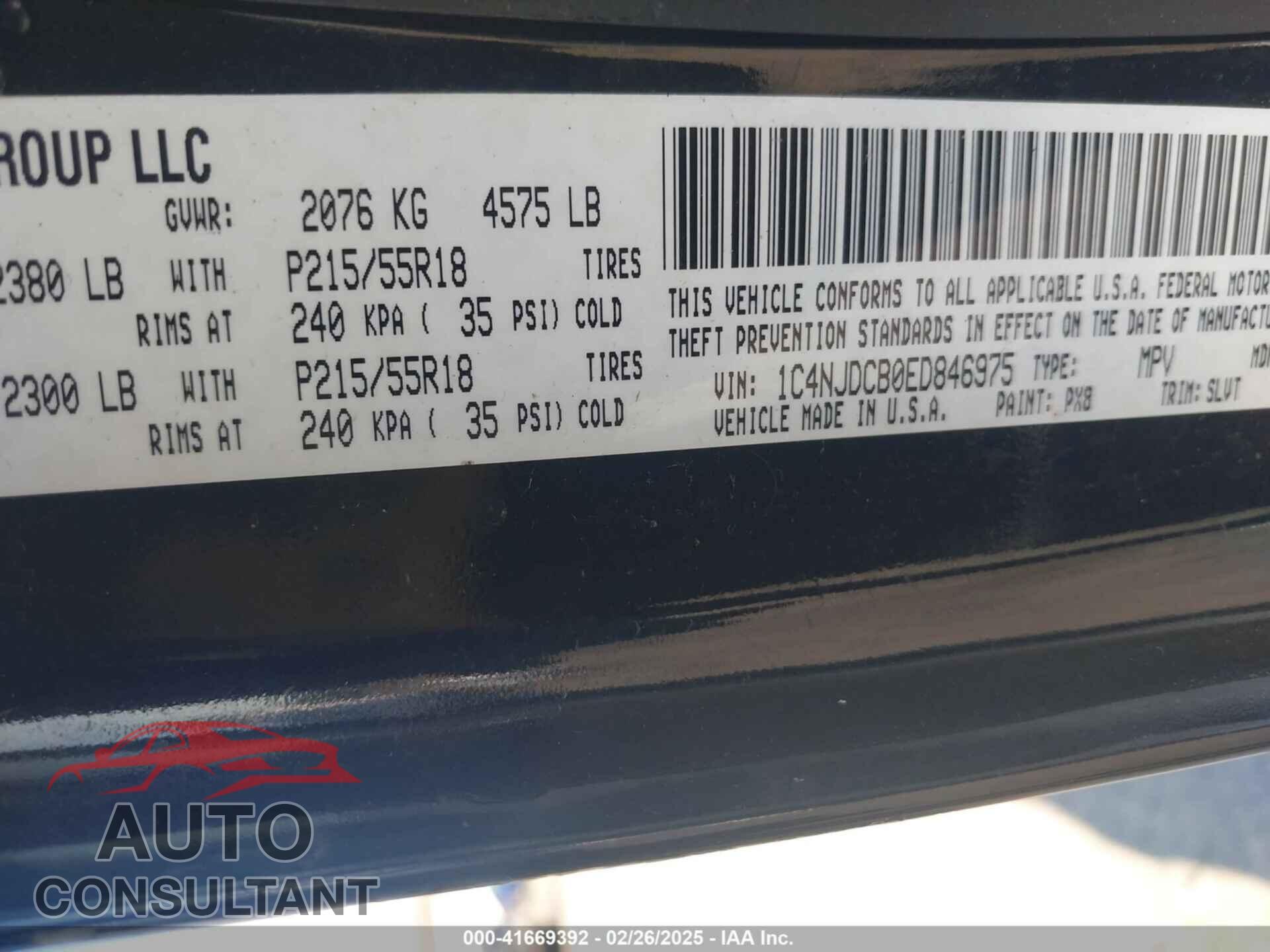 JEEP COMPASS 2014 - 1C4NJDCB0ED846975