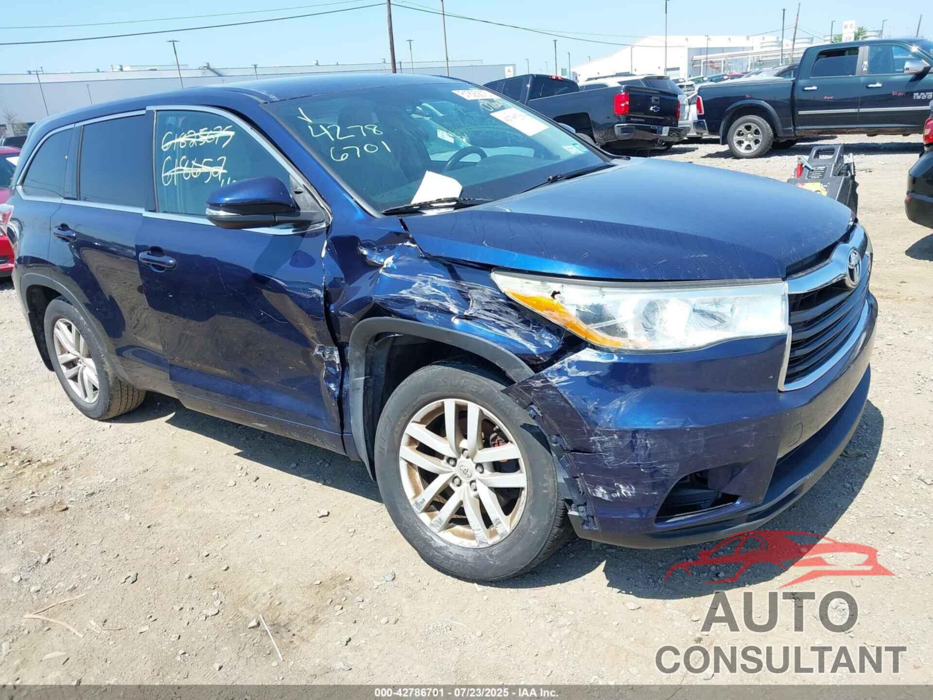TOYOTA HIGHLANDER 2014 - 5TDBKRFH6ES071003
