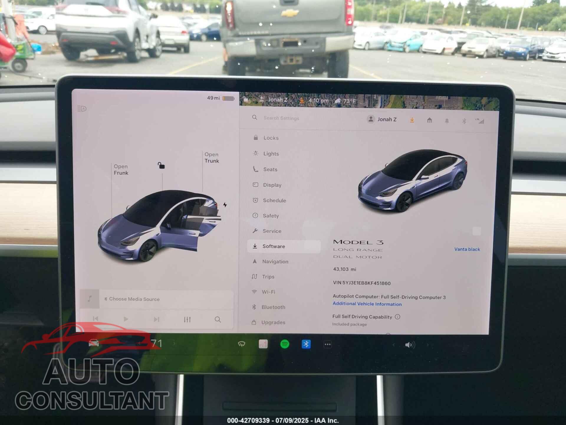 TESLA MODEL 3 2019 - 5YJ3E1EB8KF451860