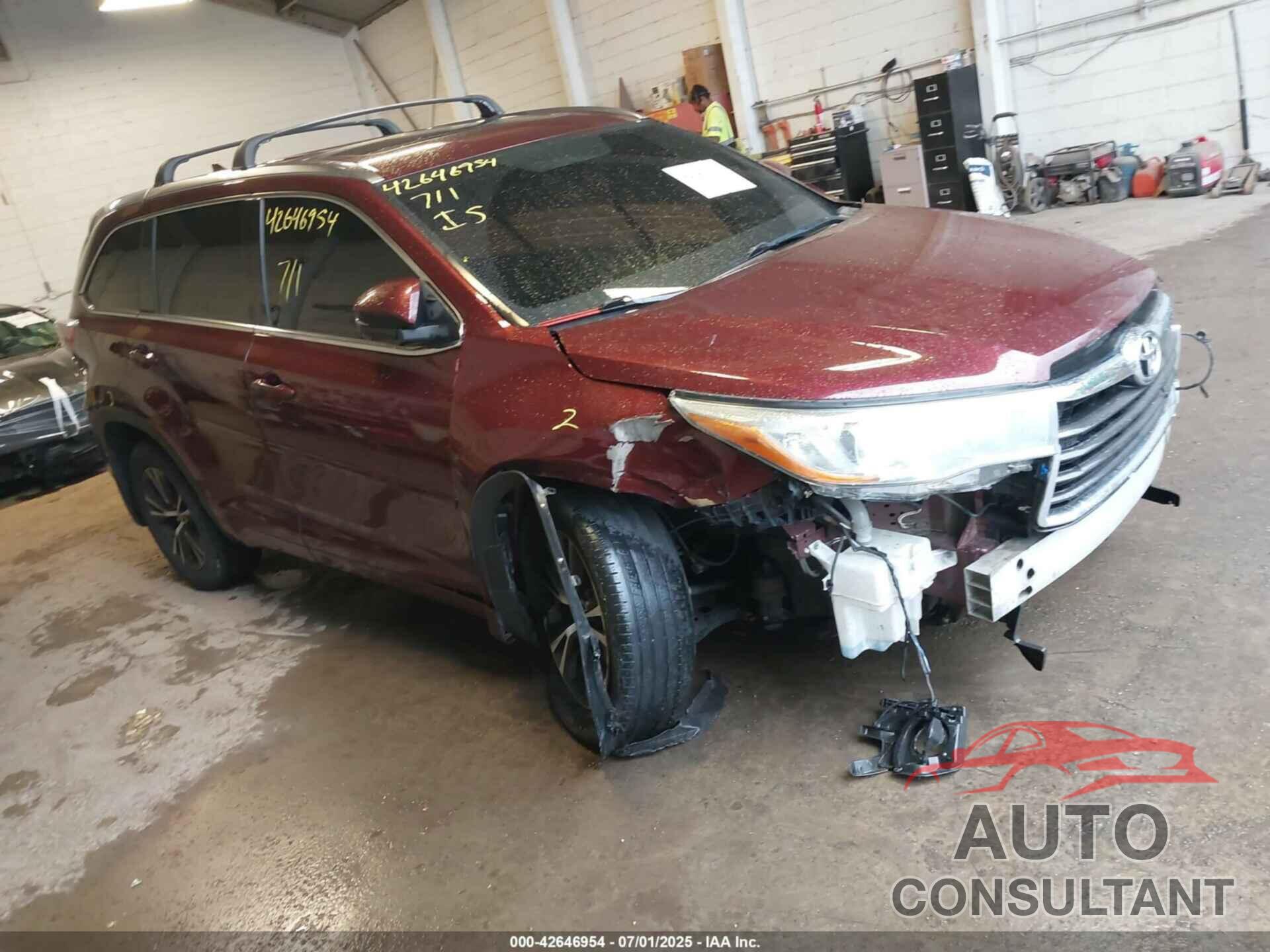 TOYOTA HIGHLANDER 2016 - 5TDJKRFH0GS265105