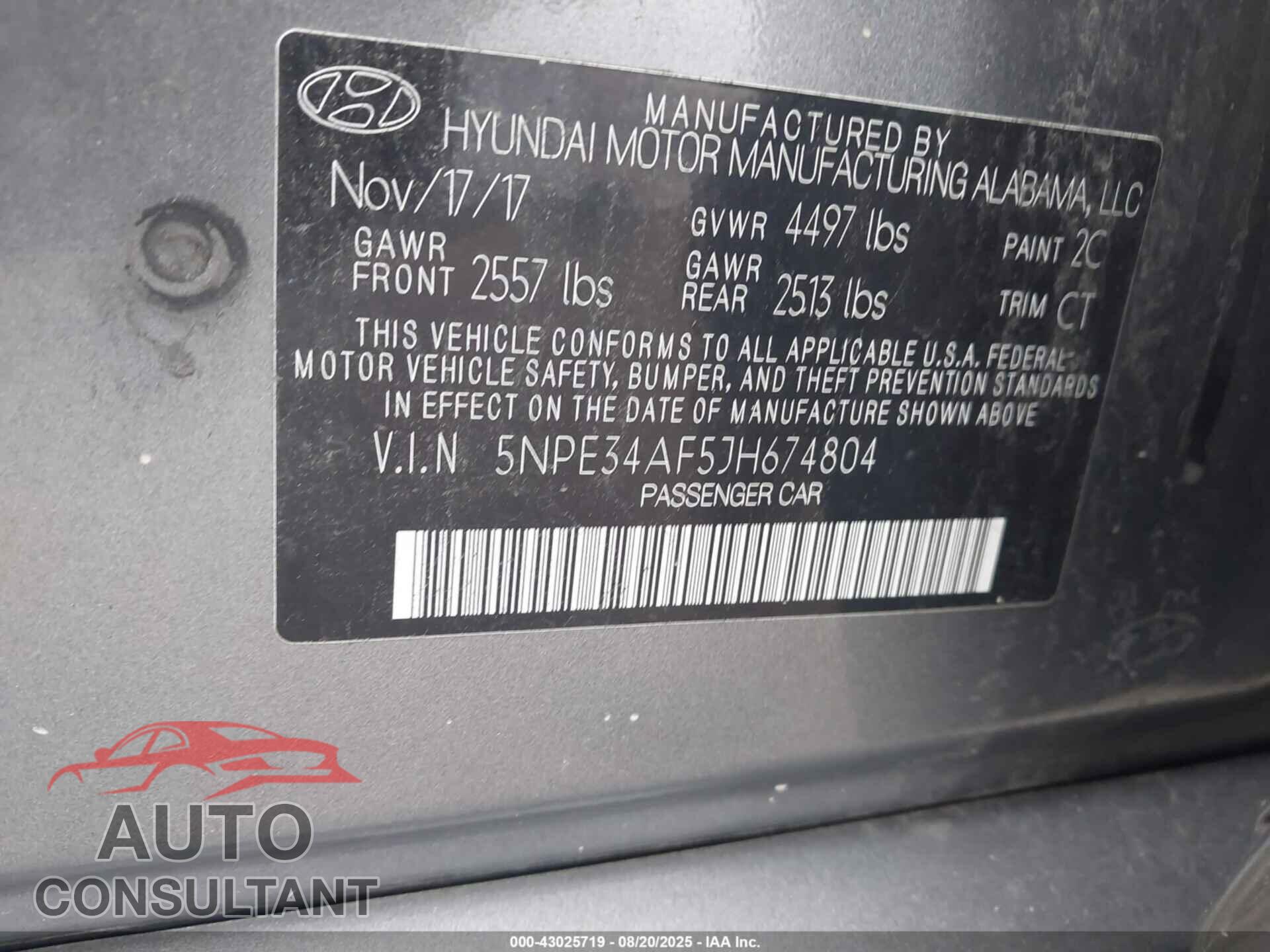 HYUNDAI SONATA 2018 - 5NPE34AF5JH674804