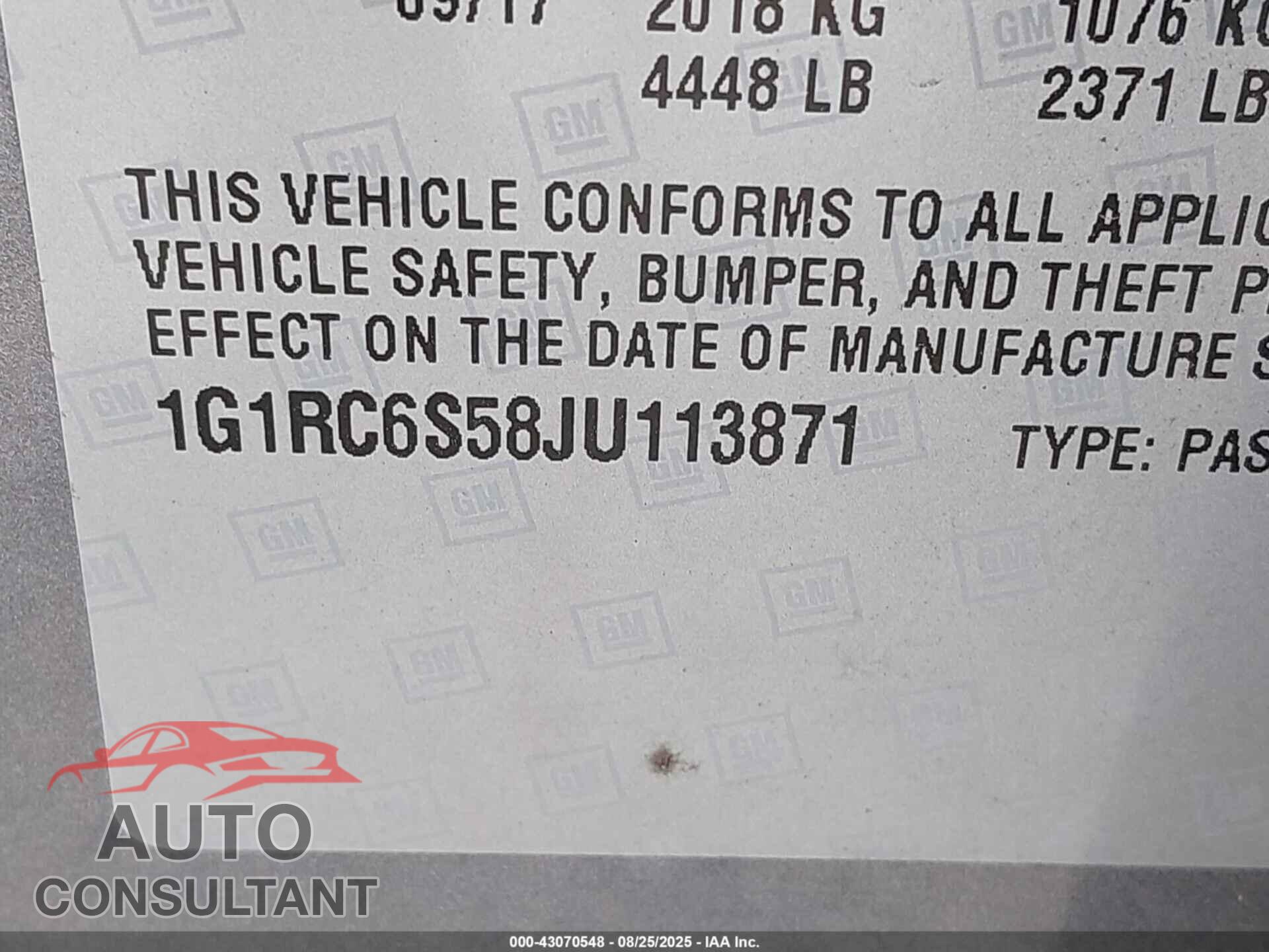 CHEVROLET VOLT 2018 - 1G1RC6S58JU113871