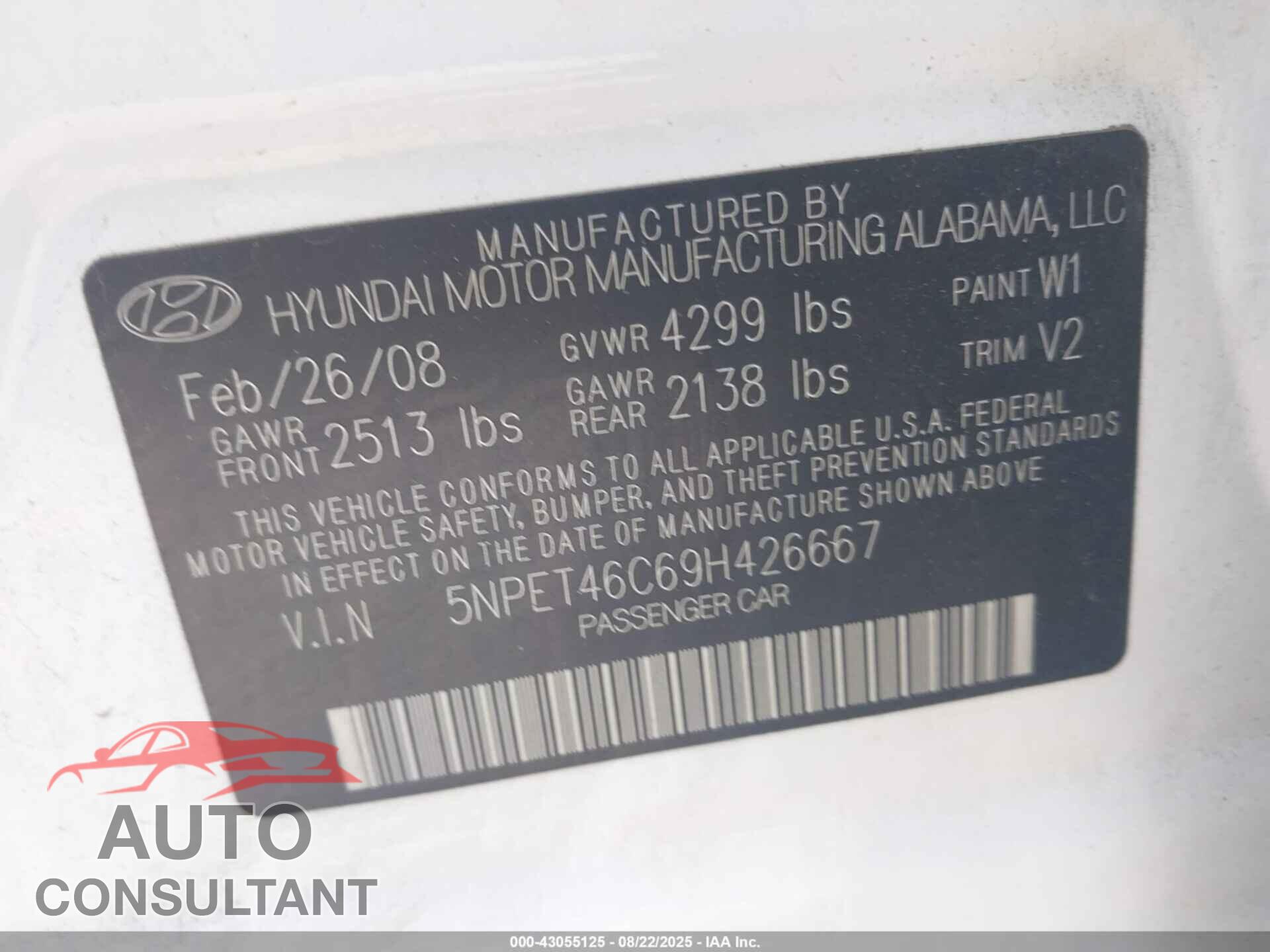 HYUNDAI SONATA 2009 - 5NPET46C69H426667
