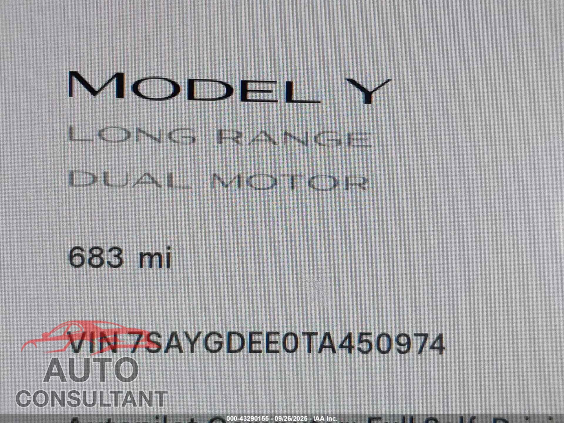 TESLA MODEL Y 2026 - 7SAYGDEE0TA450974