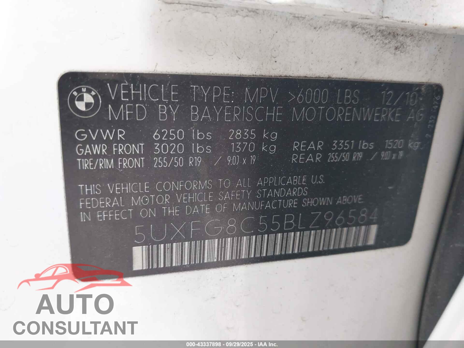 BMW X6 2011 - 5UXFG8C55BLZ96584