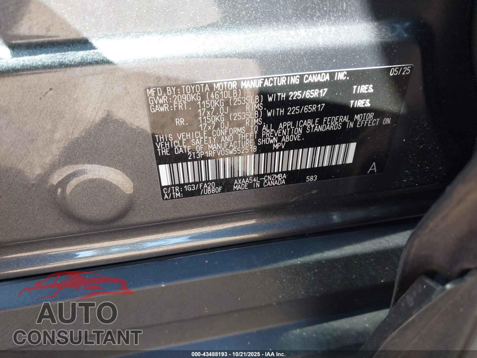 TOYOTA RAV4 2025 - 2T3P1RFV0SW552518