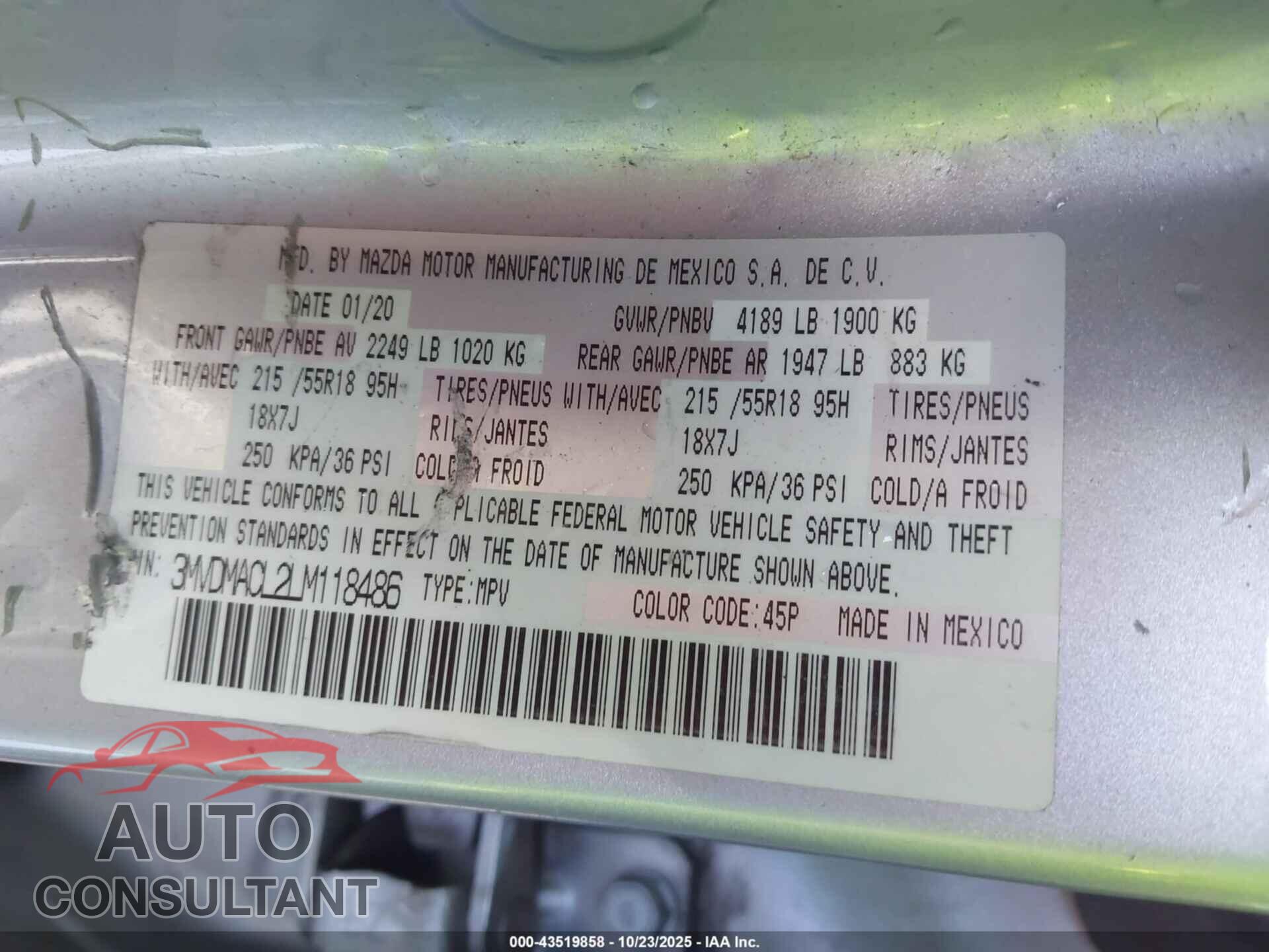 MAZDA CX-30 2020 - 3MVDMACL2LM118486