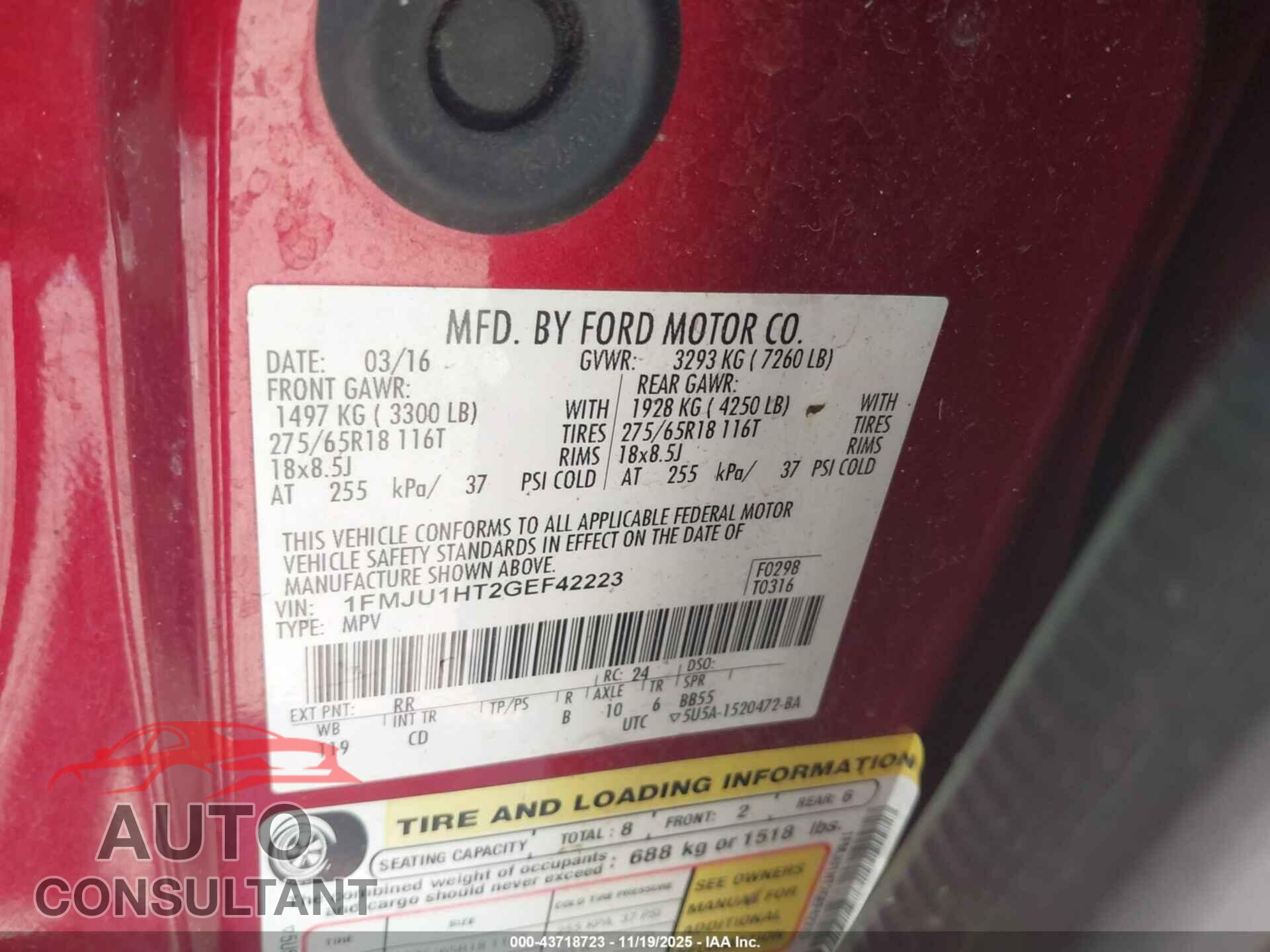 FORD EXPEDITION 2016 - 1FMJU1HT2GEF42223