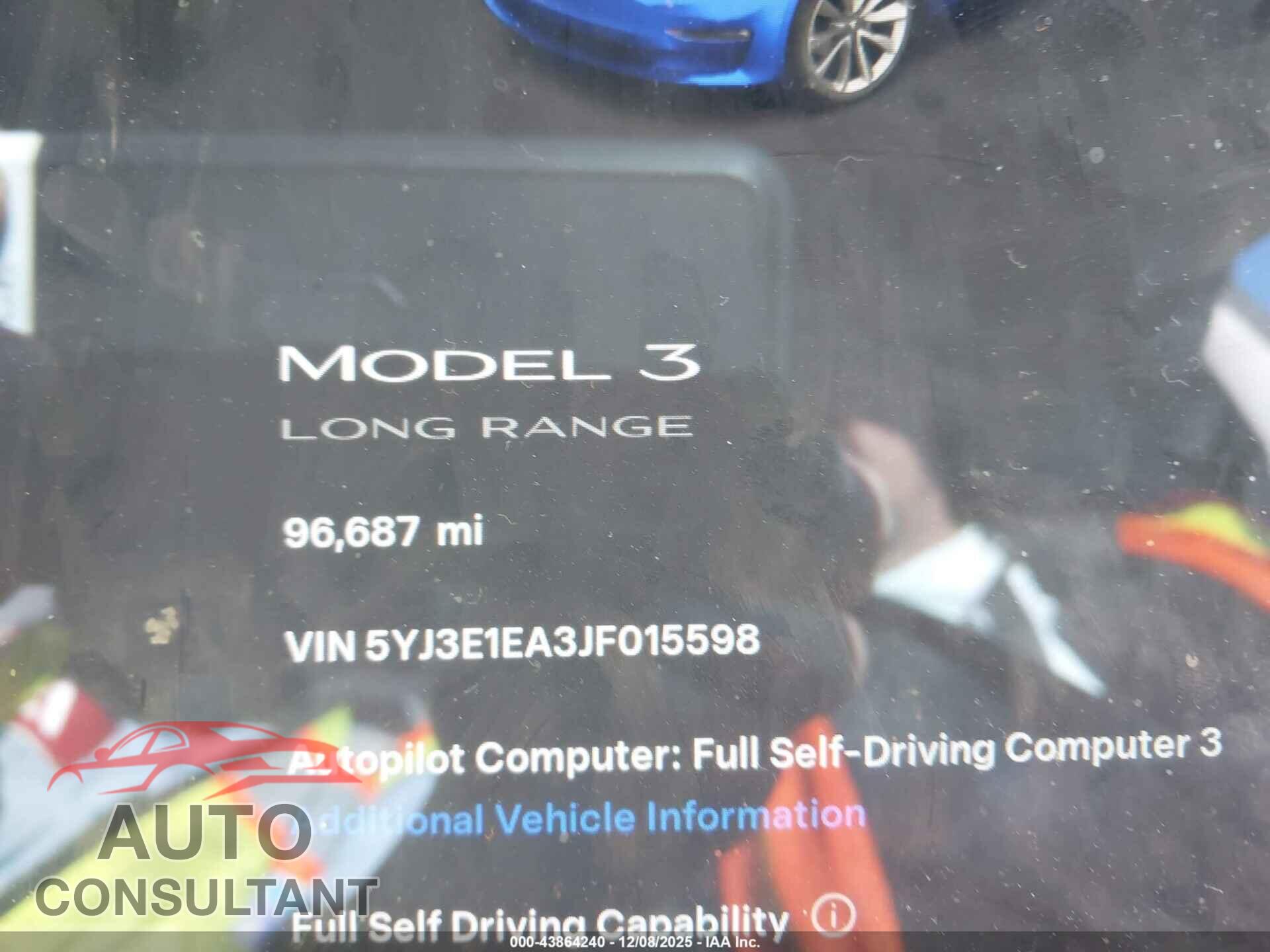 TESLA MODEL 3 2018 - 5YJ3E1EA3JF015598