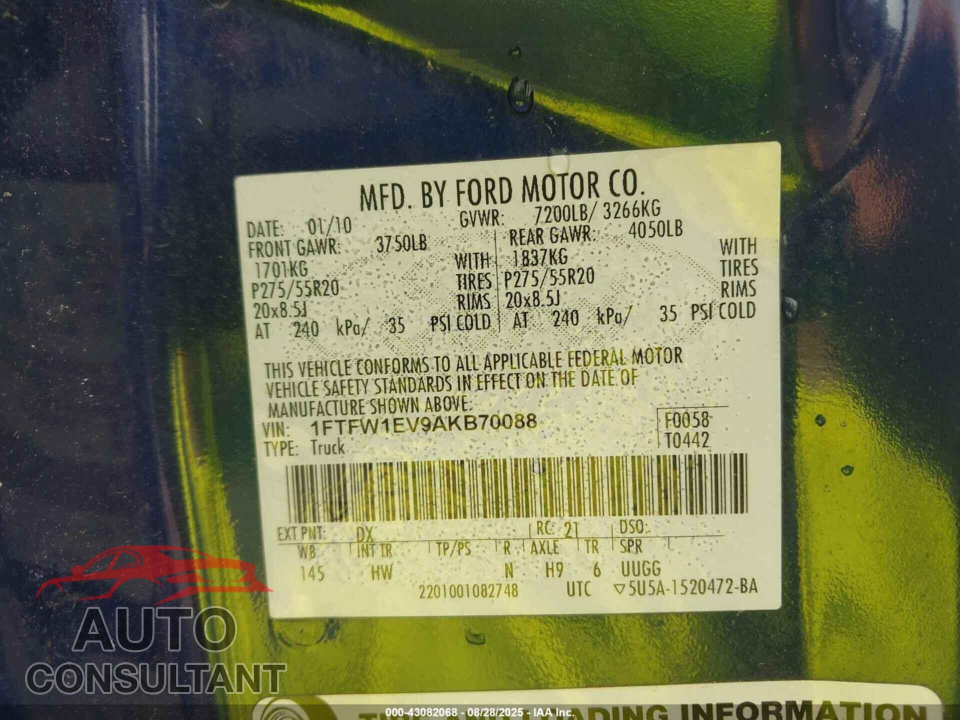 FORD F-150 2010 - 1FTFW1EV9AKB70088