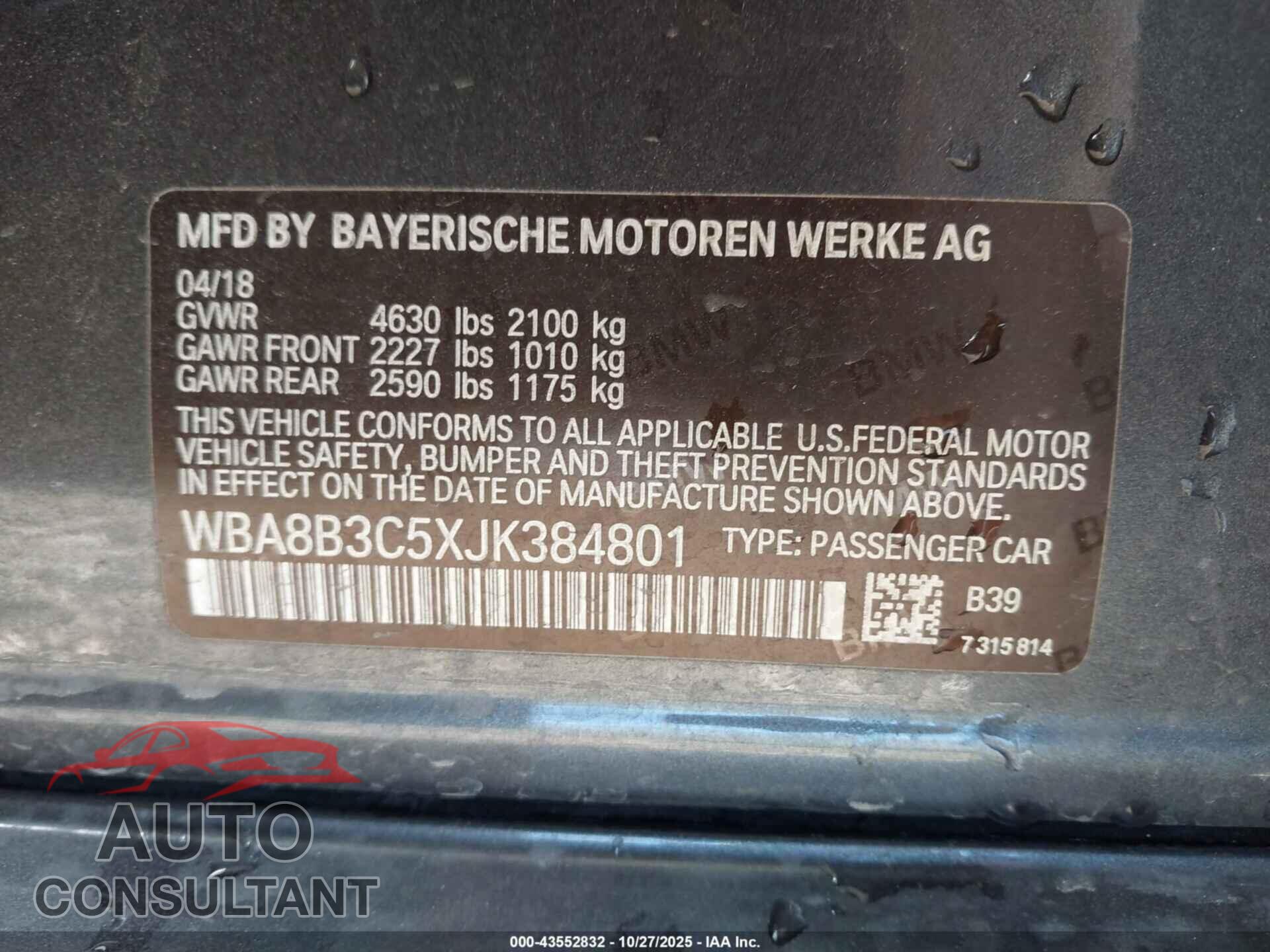 BMW 340I 2018 - WBA8B3C5XJK384801