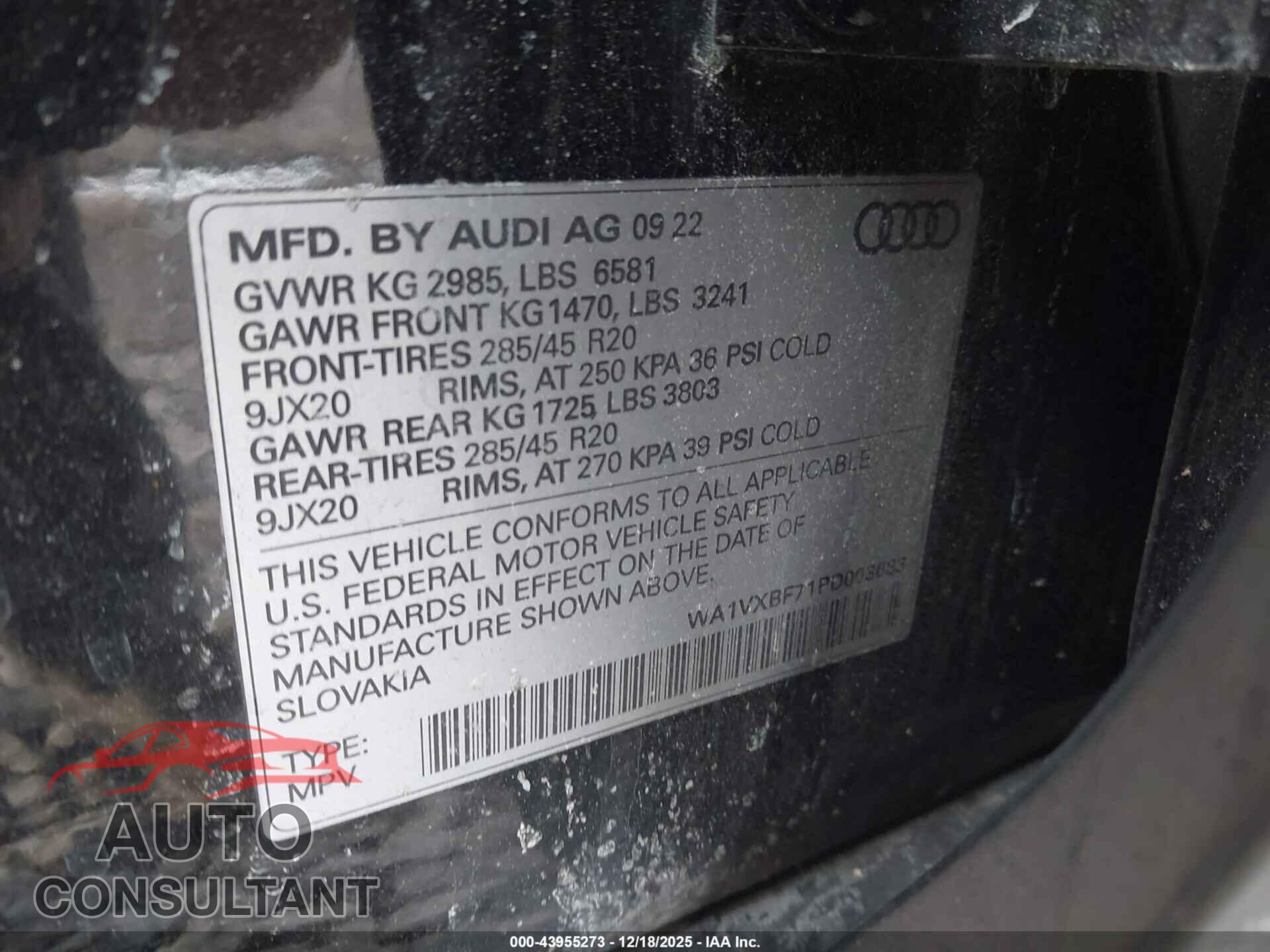 AUDI Q7 2023 - WA1VXBF71PD003083