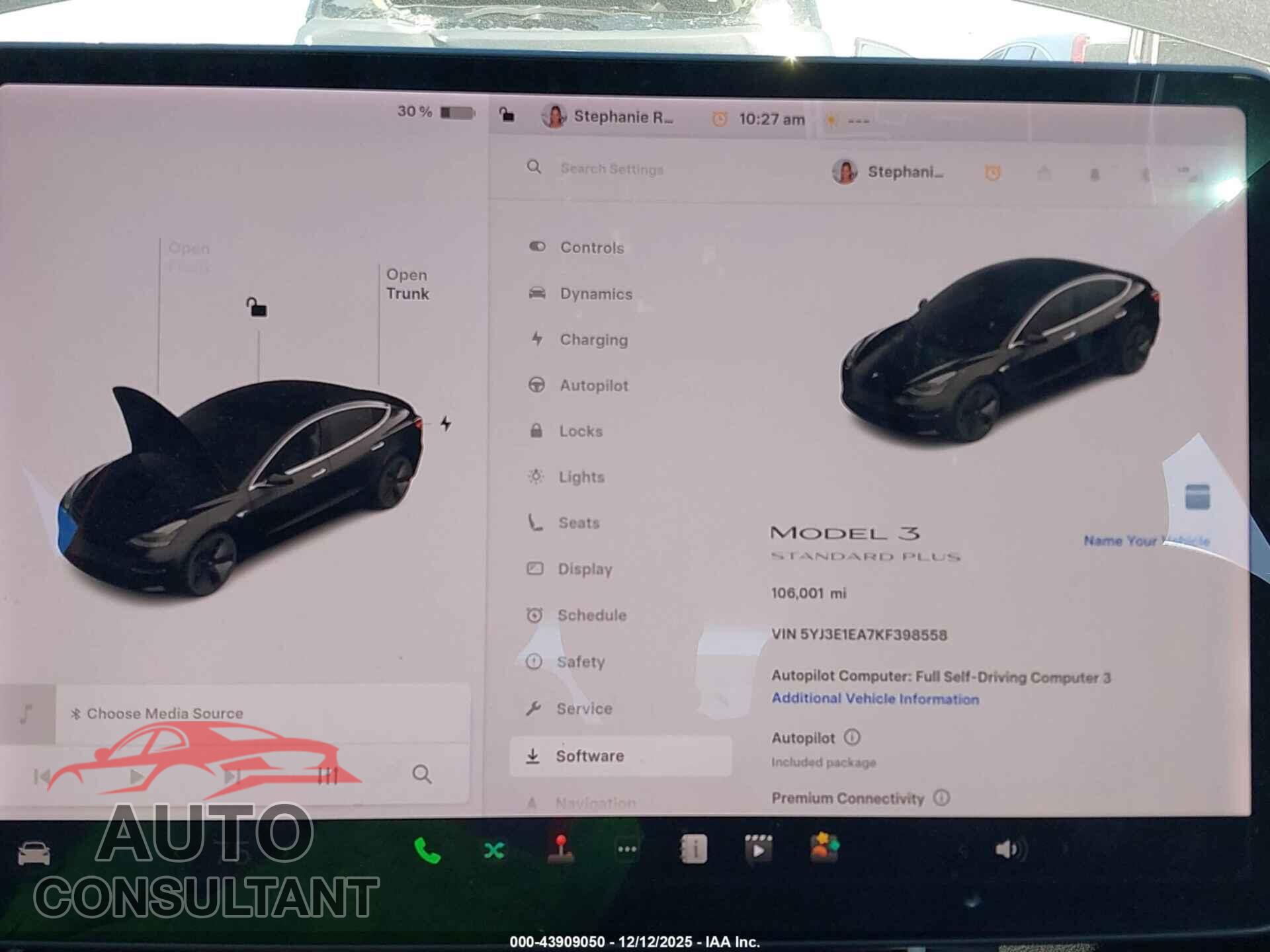 TESLA MODEL 3 2019 - 5YJ3E1EA7KF398558