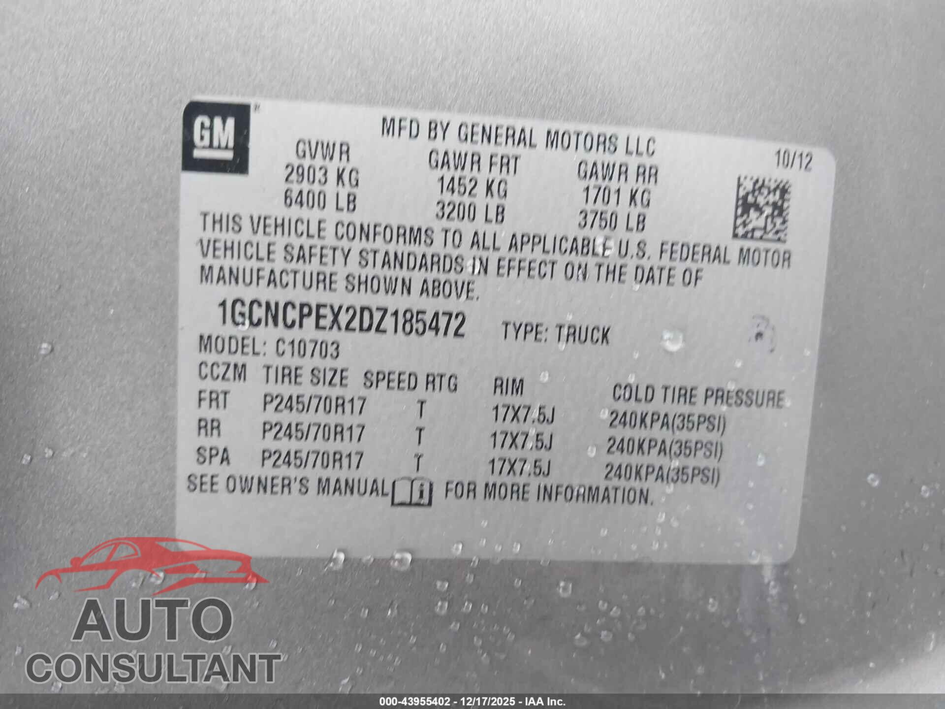 CHEVROLET SILVERADO 1500 2013 - 1GCNCPEX2DZ185472