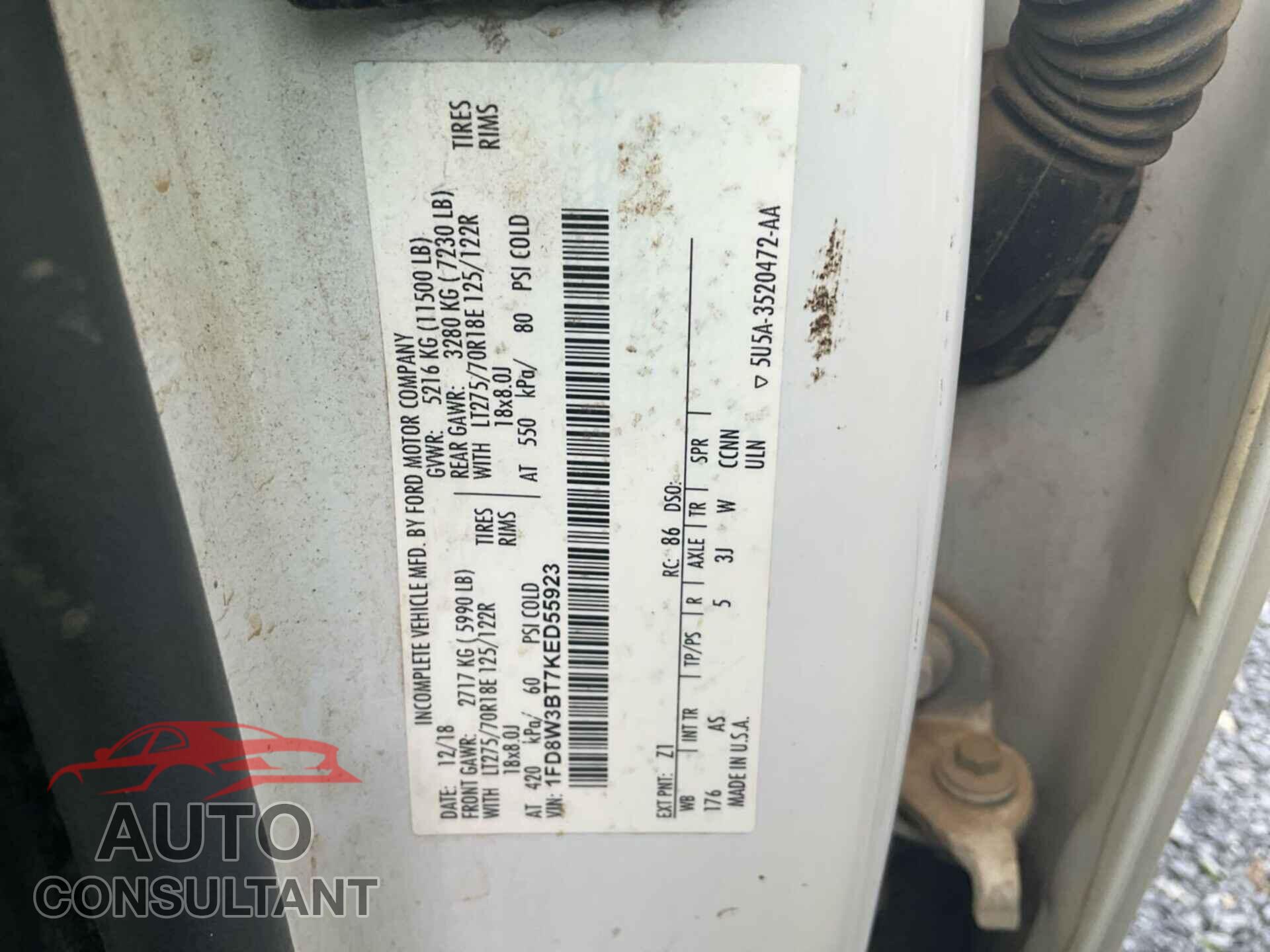 FORD F-350 2019 - 1FD8W3BT7KED55923