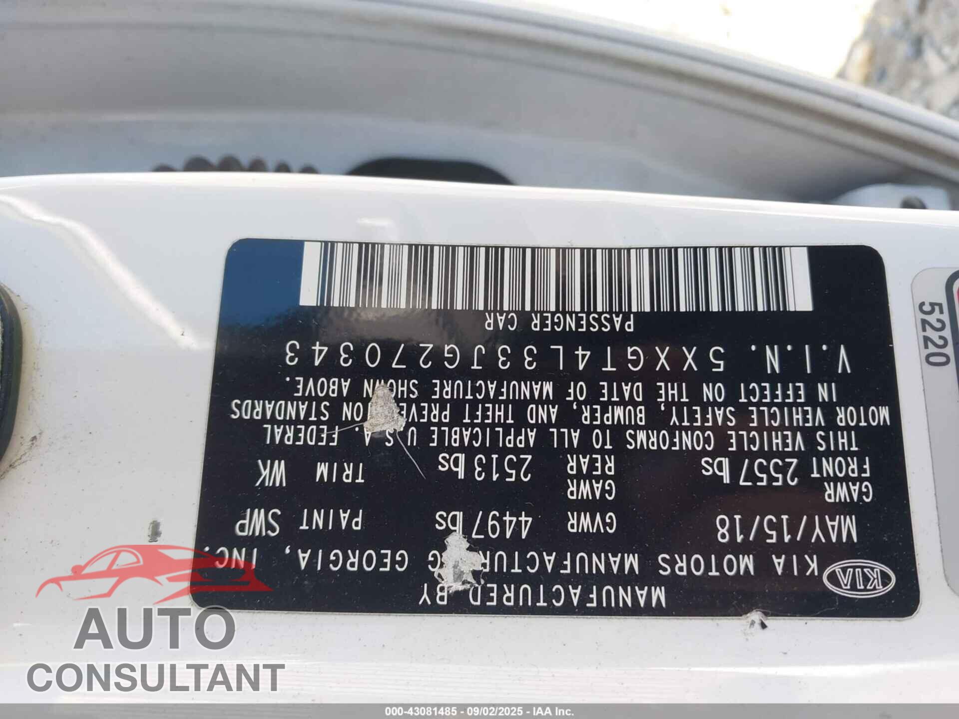 KIA OPTIMA 2018 - 5XXGT4L33JG270343